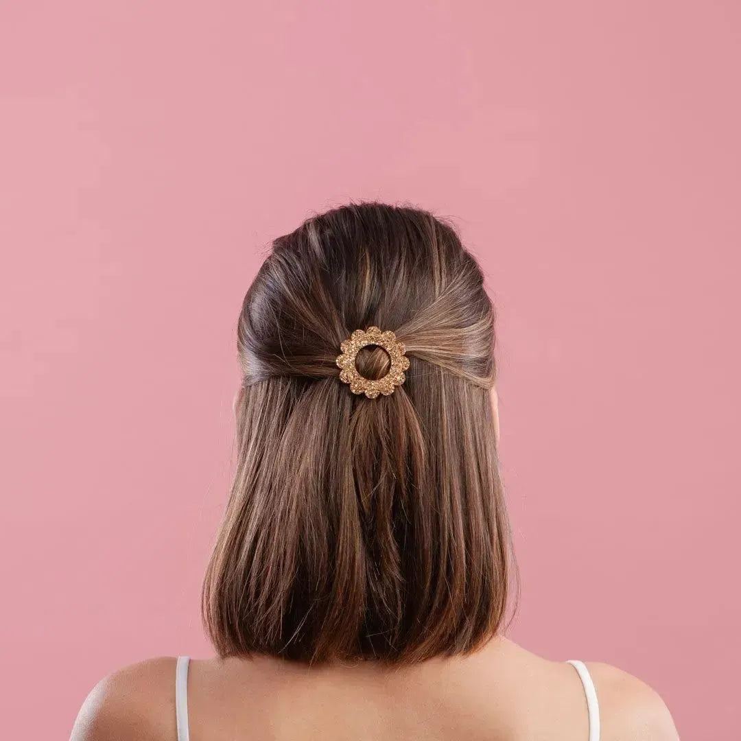 Barrette ronde Sunflower Champagne-Les Nicolettes