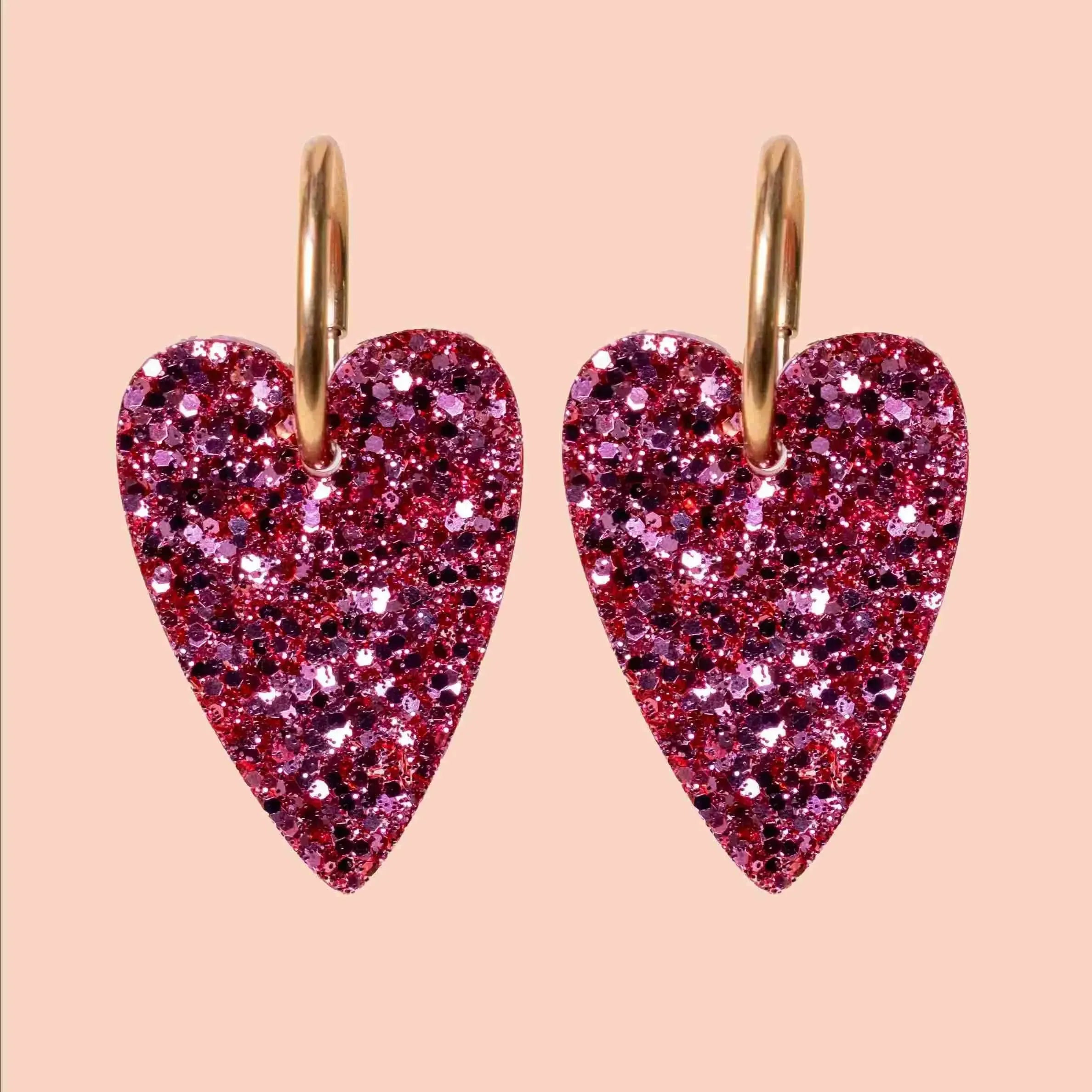Boucles d'oreilles Cœur Champagne Rosé-Les Nicolettes