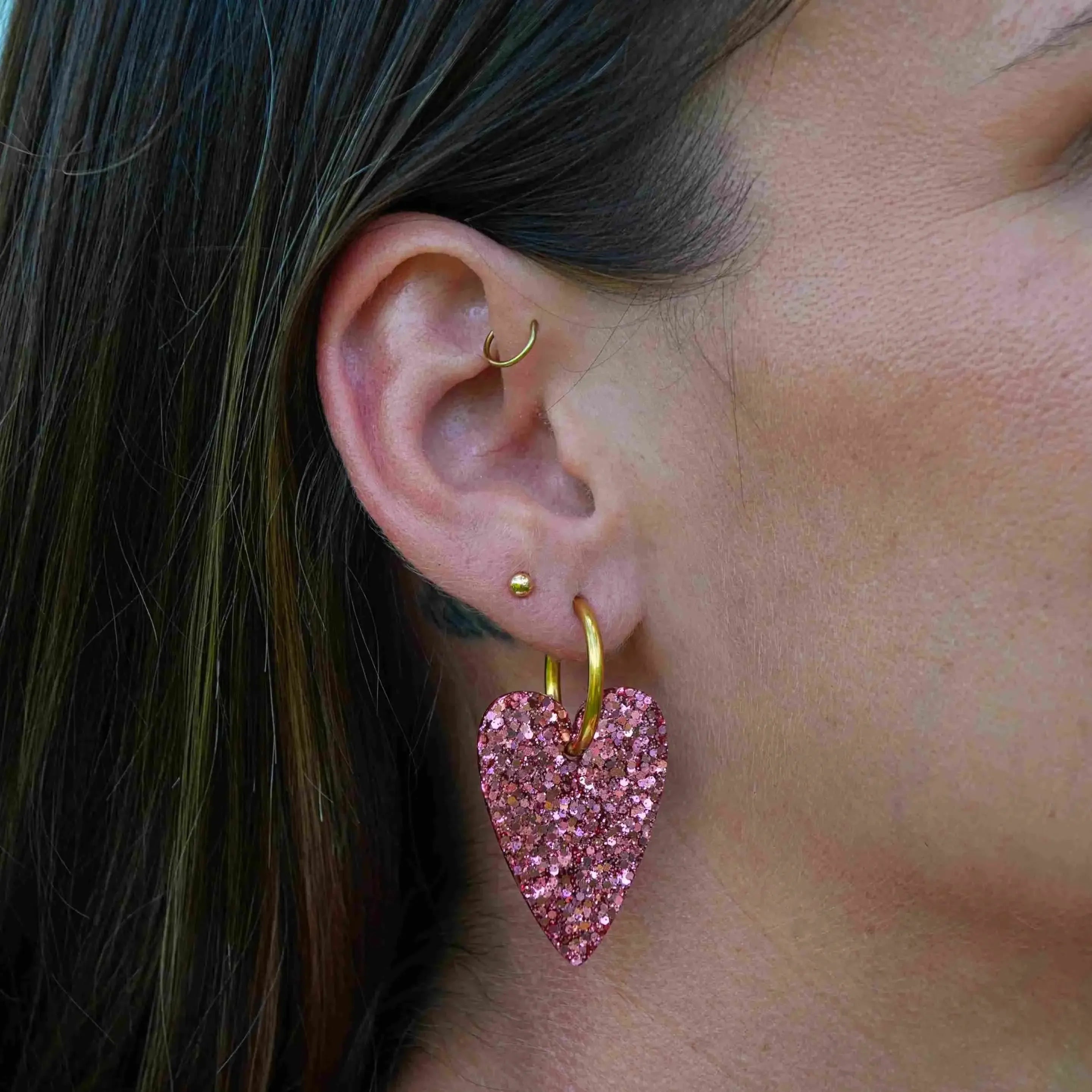 Boucles d'oreilles Cœur Champagne Rosé-Les Nicolettes