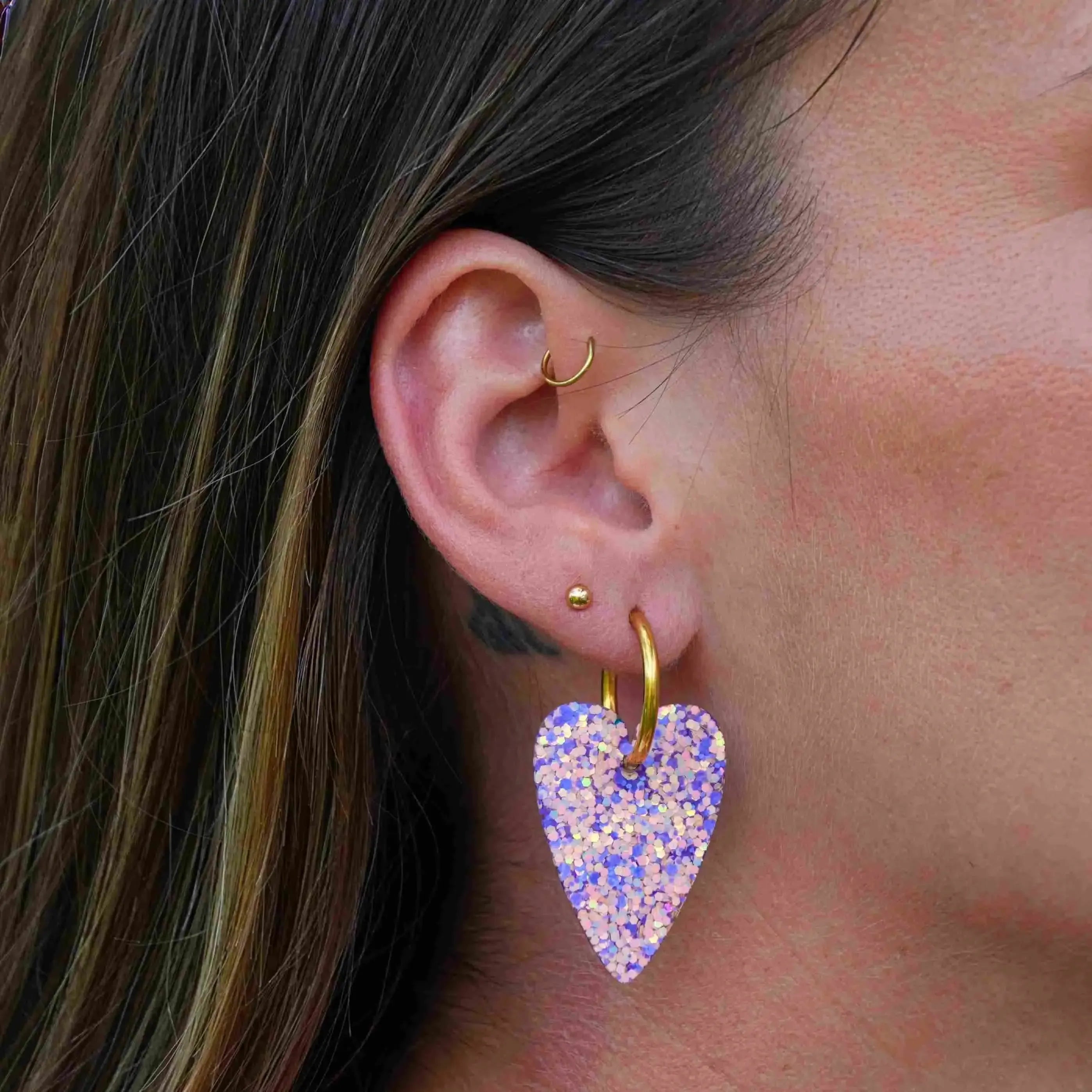 Boucles d'oreilles Cœur Mauve Orange-Les Nicolettes