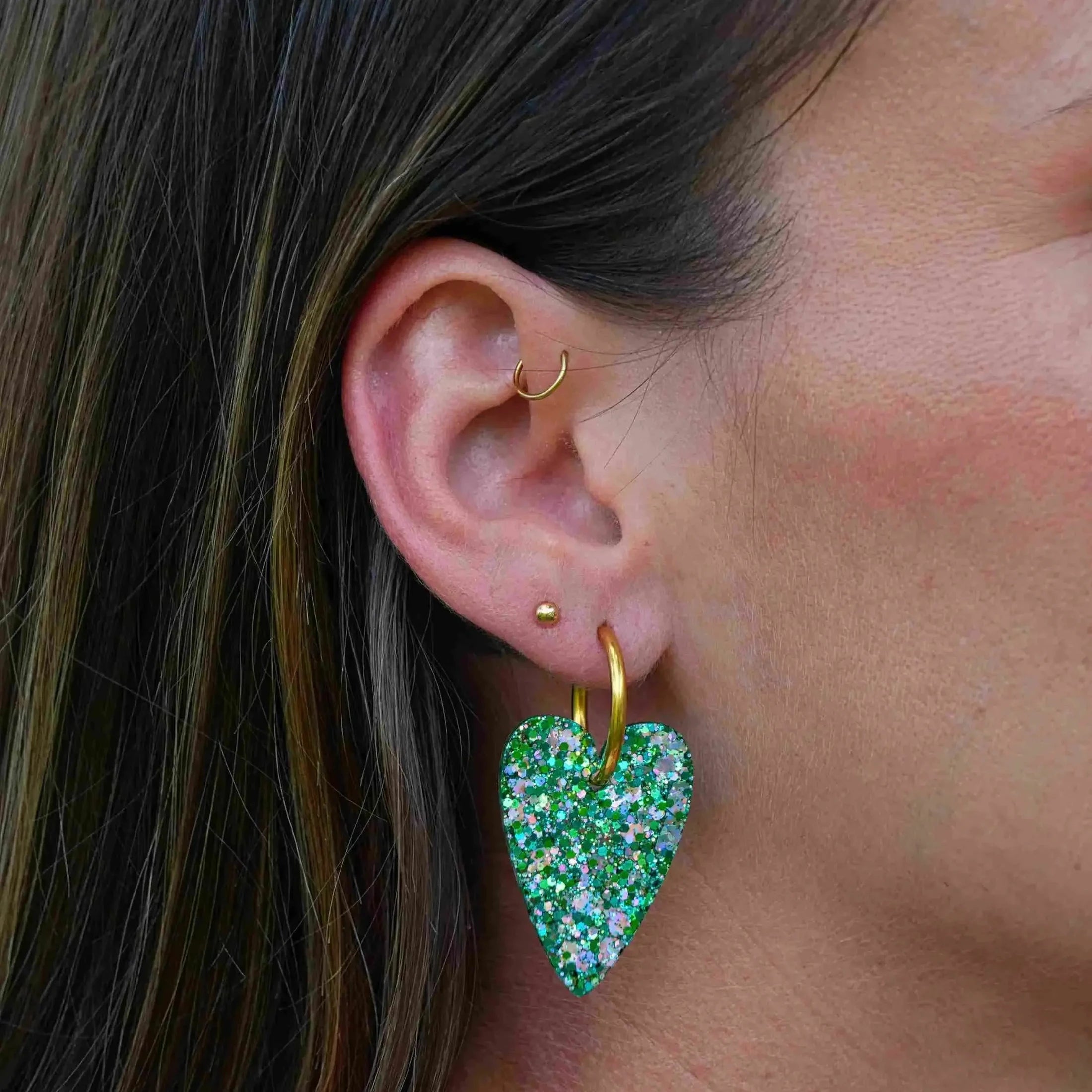 Boucles d'oreilles Cœur Mix Vert 2.0-Les Nicolettes