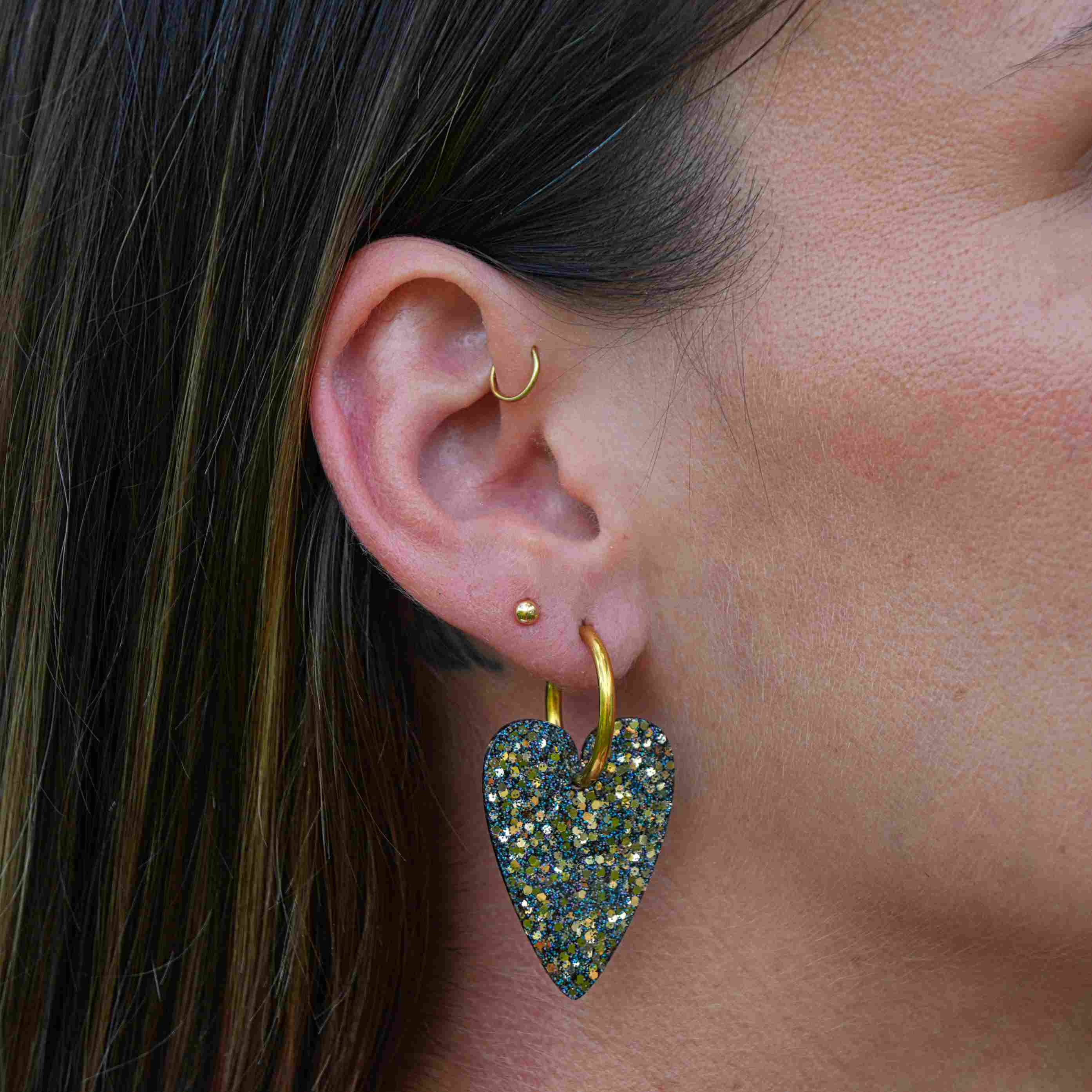 Boucles d'oreilles Cœur Dark Gold