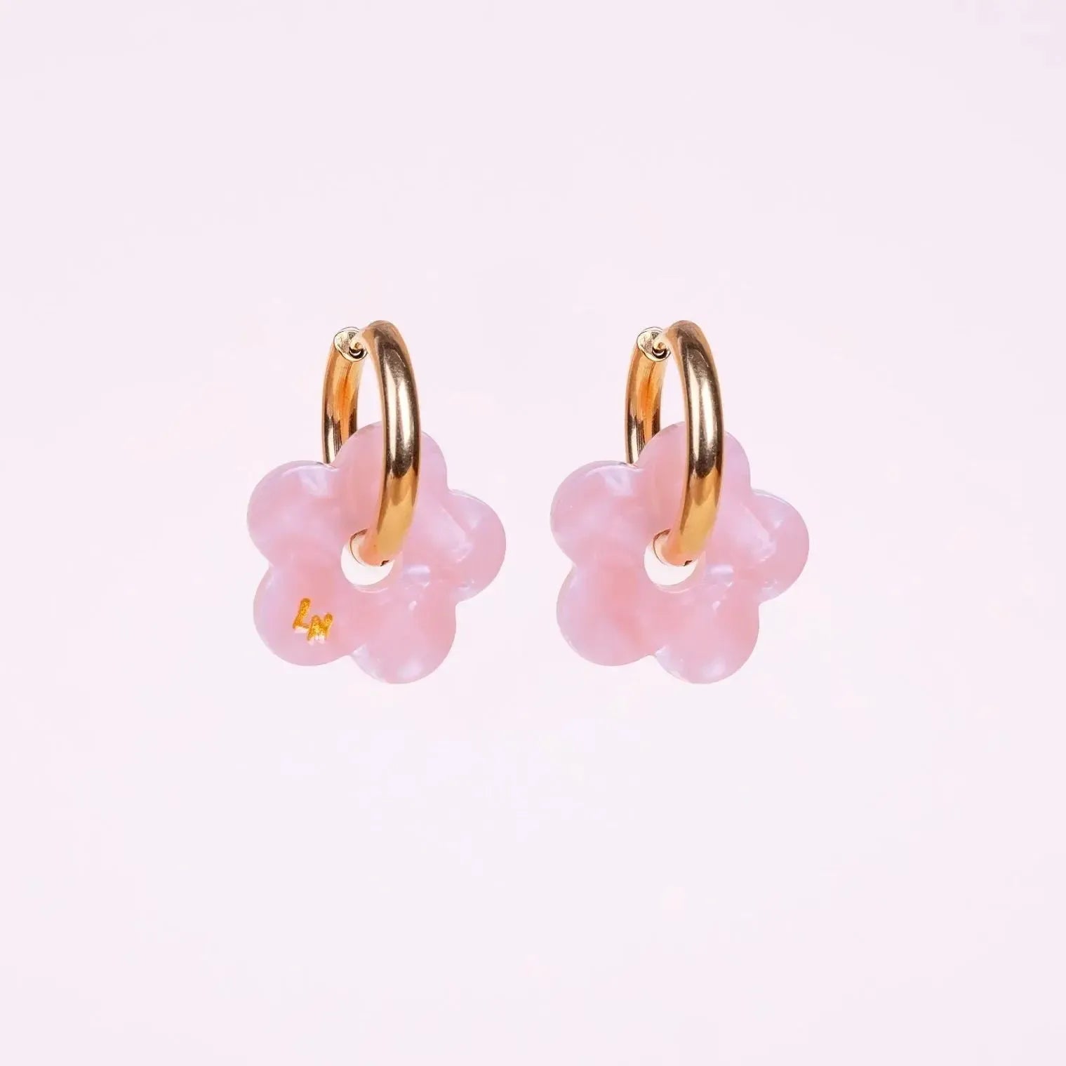 Créoles Fleur Acétate Rose Poudré-Les Nicolettes