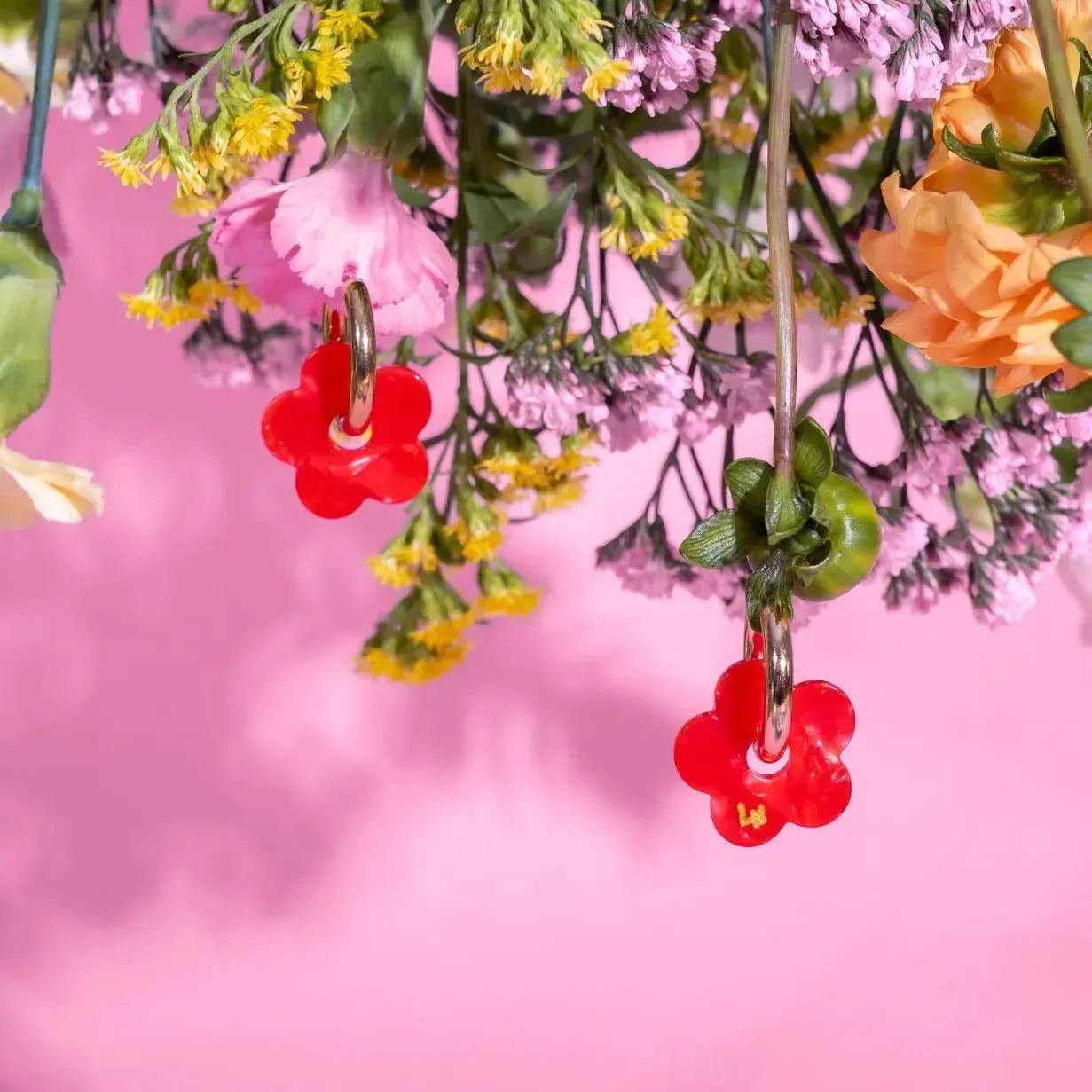 Créoles Fleur Acétate Rouge-Les Nicolettes