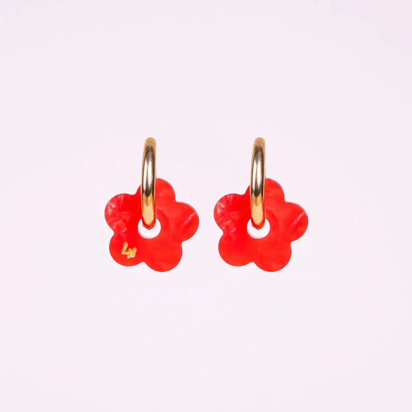 Créoles Fleur Acétate Rouge-Les Nicolettes