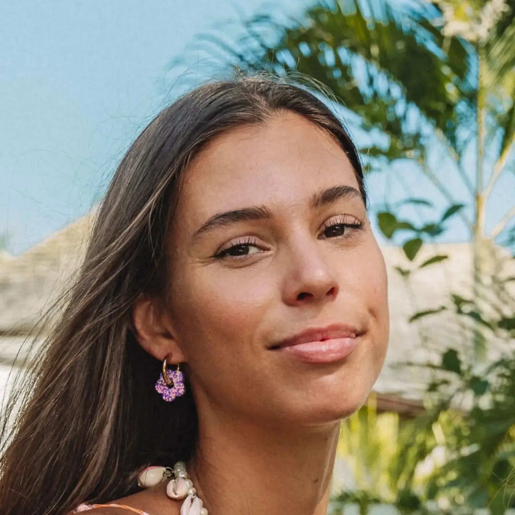 Créoles Fleur Mauve Orange-Les Nicolettes