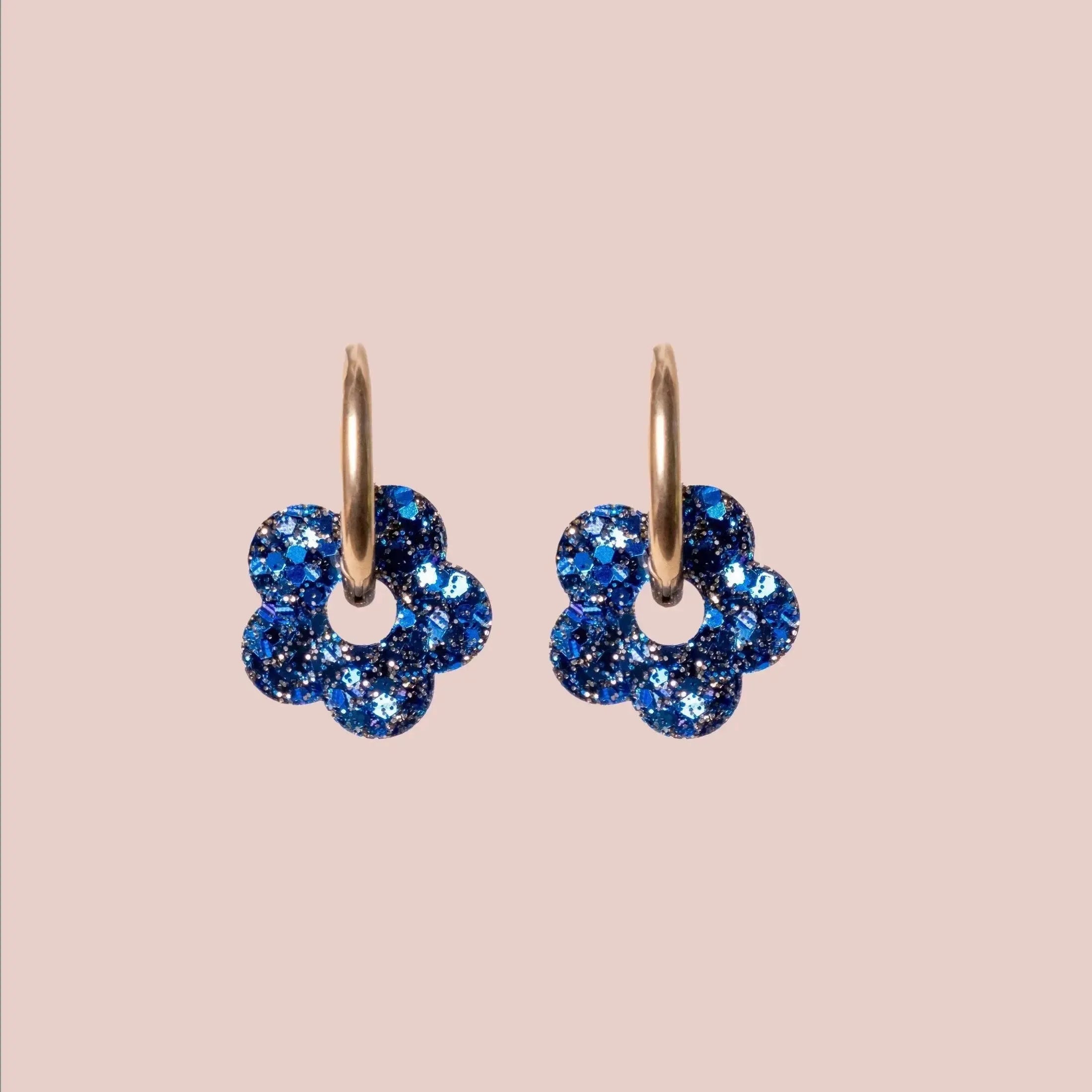 Créoles Mini Fleur Mix Bleu-Les Nicolettes
