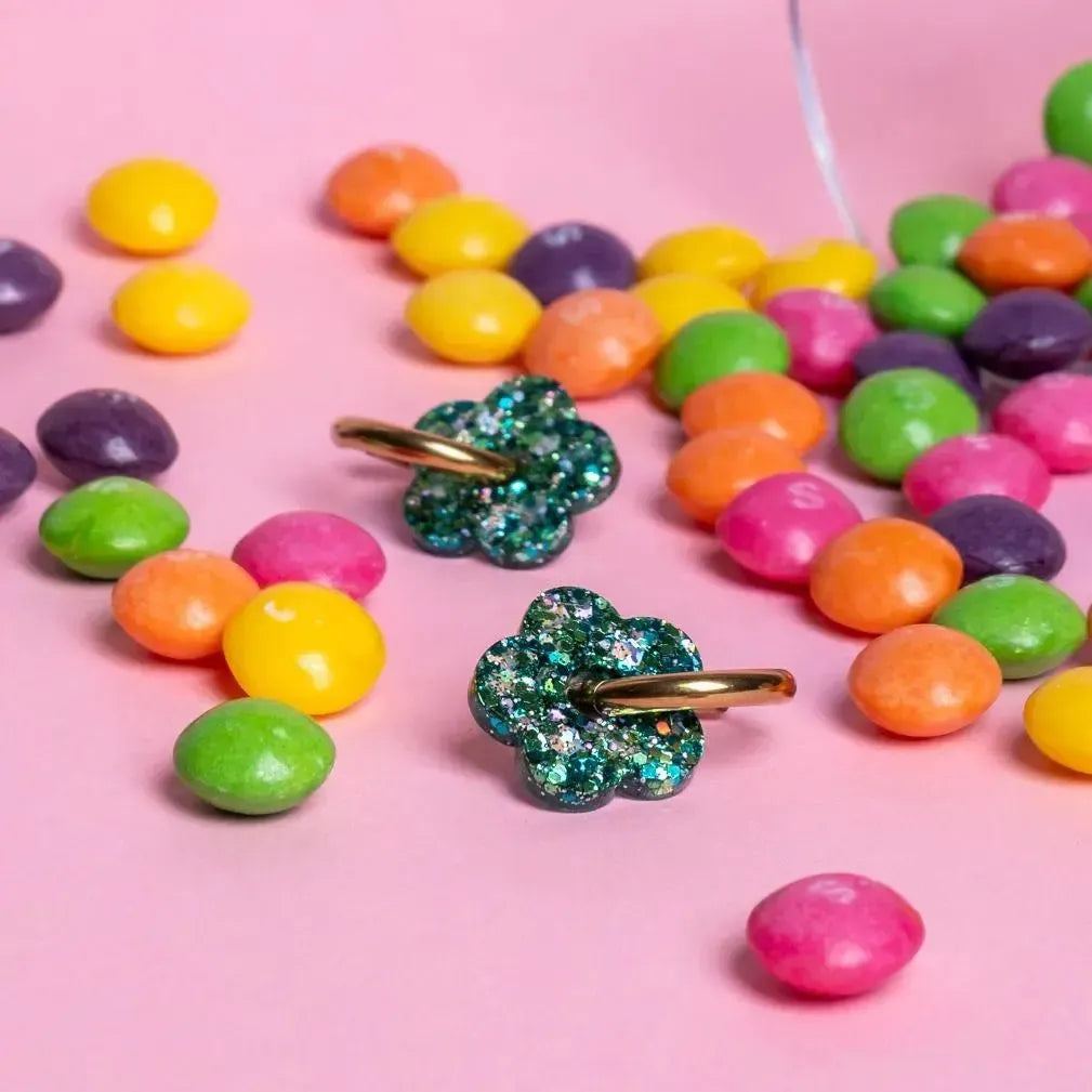 Créoles Mini Fleur Mix Vert 2.0-Les Nicolettes