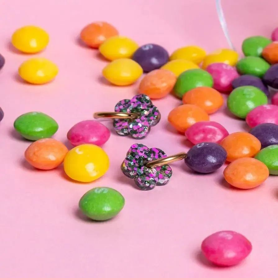 Créoles Mini Fleur Mix Vert Rose-Les Nicolettes