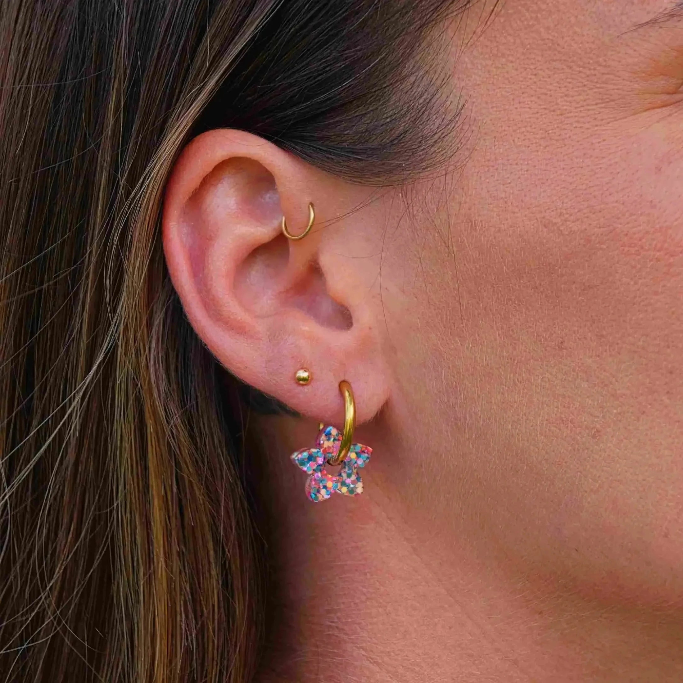 Créoles Mini Tiaré Orange Bleu Parme-Les Nicolettes