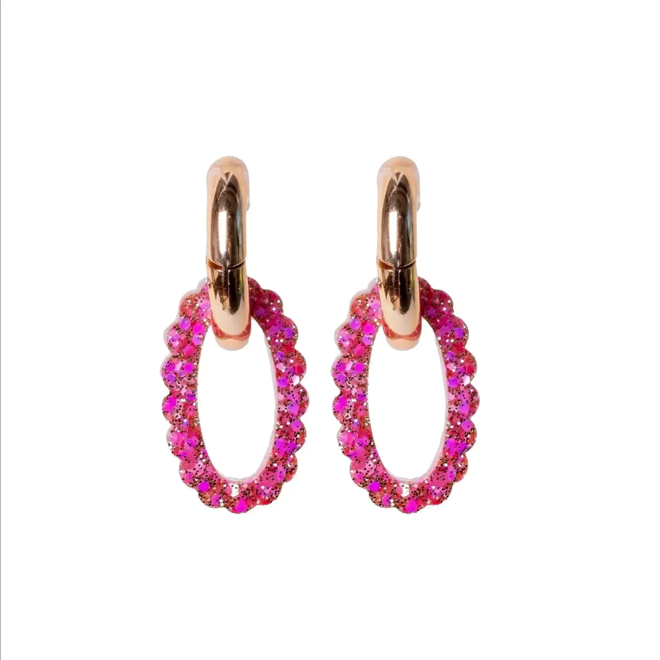 Créoles Ovale Mix Rose Rouge-Les Nicolettes