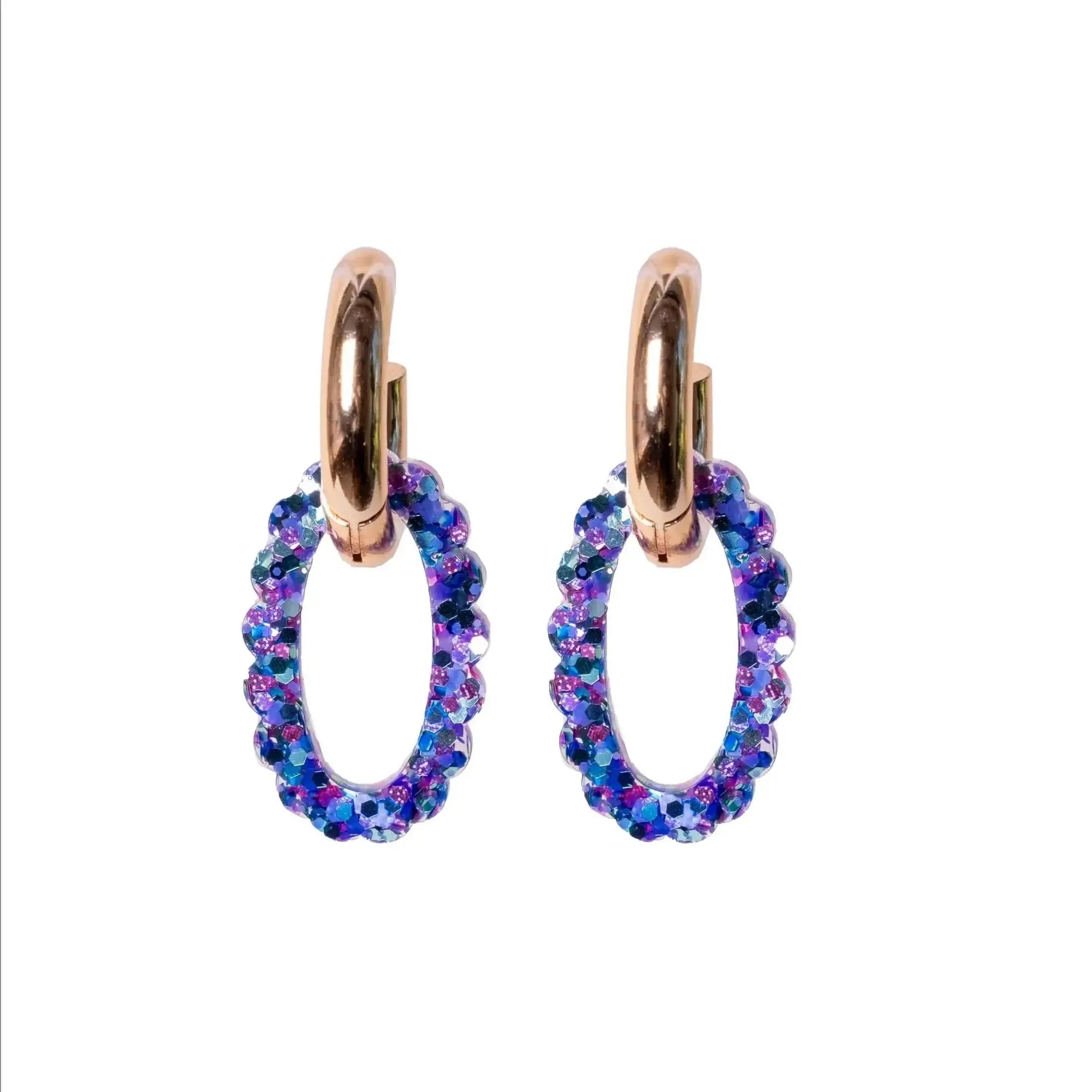 Créoles Ovale Mix Violet Bleu-Les Nicolettes