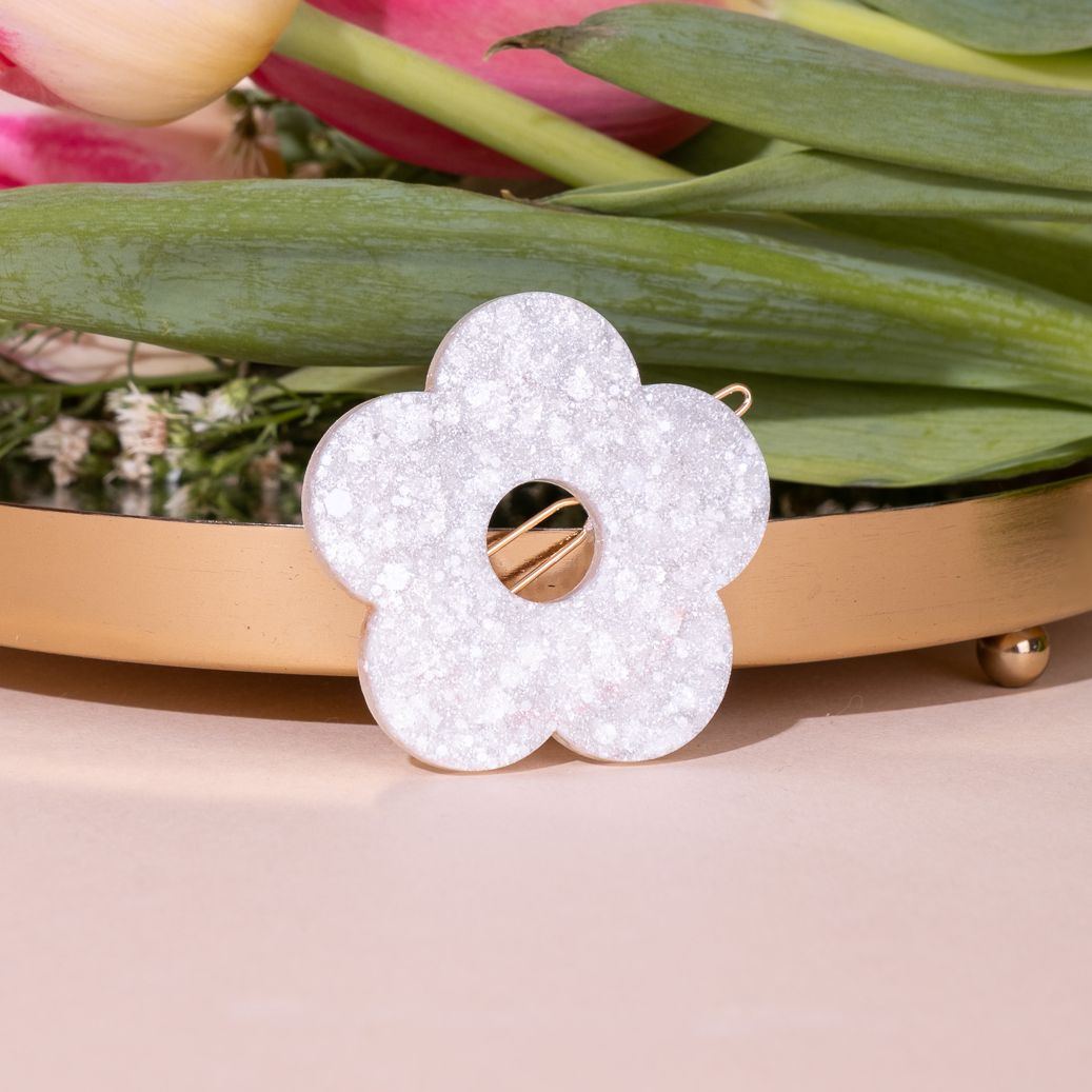 Barrette ronde Fleur Ivoire