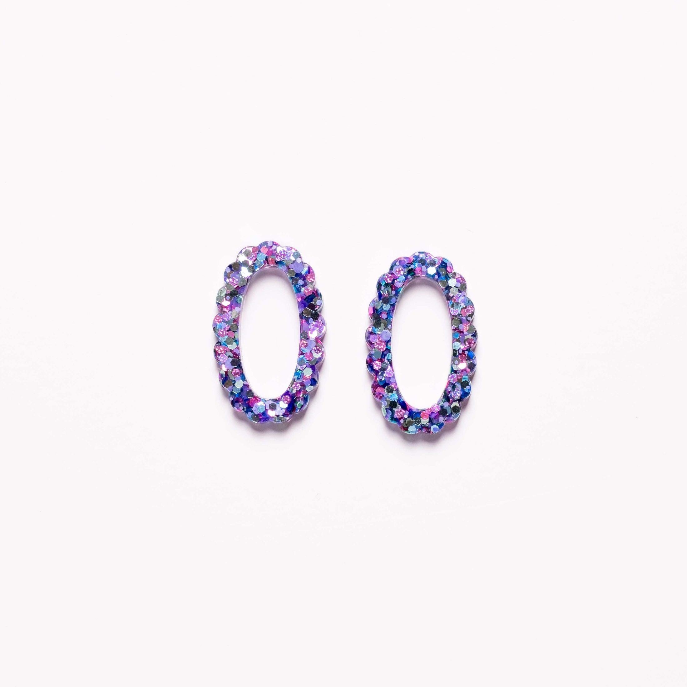 Créoles Ovale Mix Violet Bleu