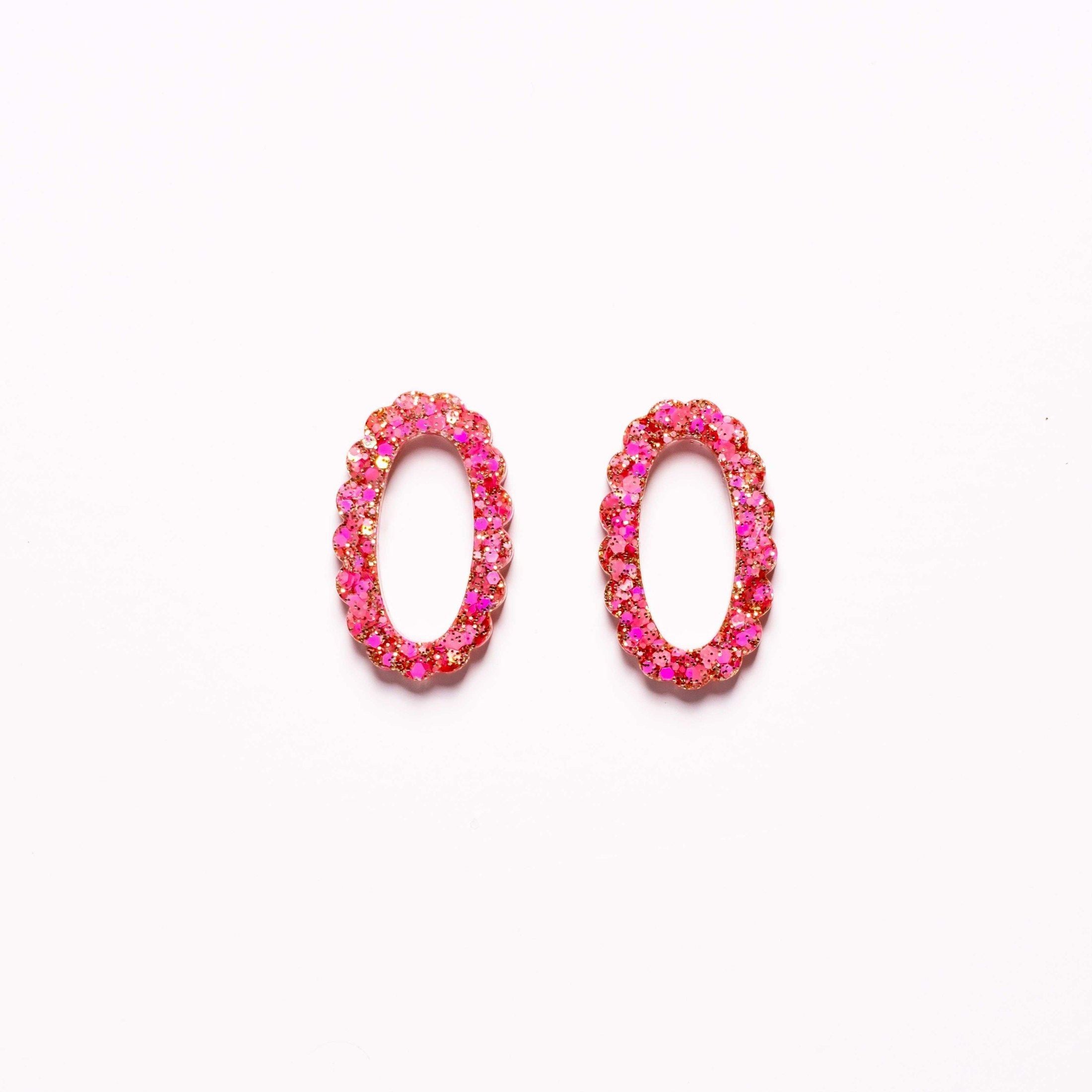Créoles Ovale Mix Rose Rouge