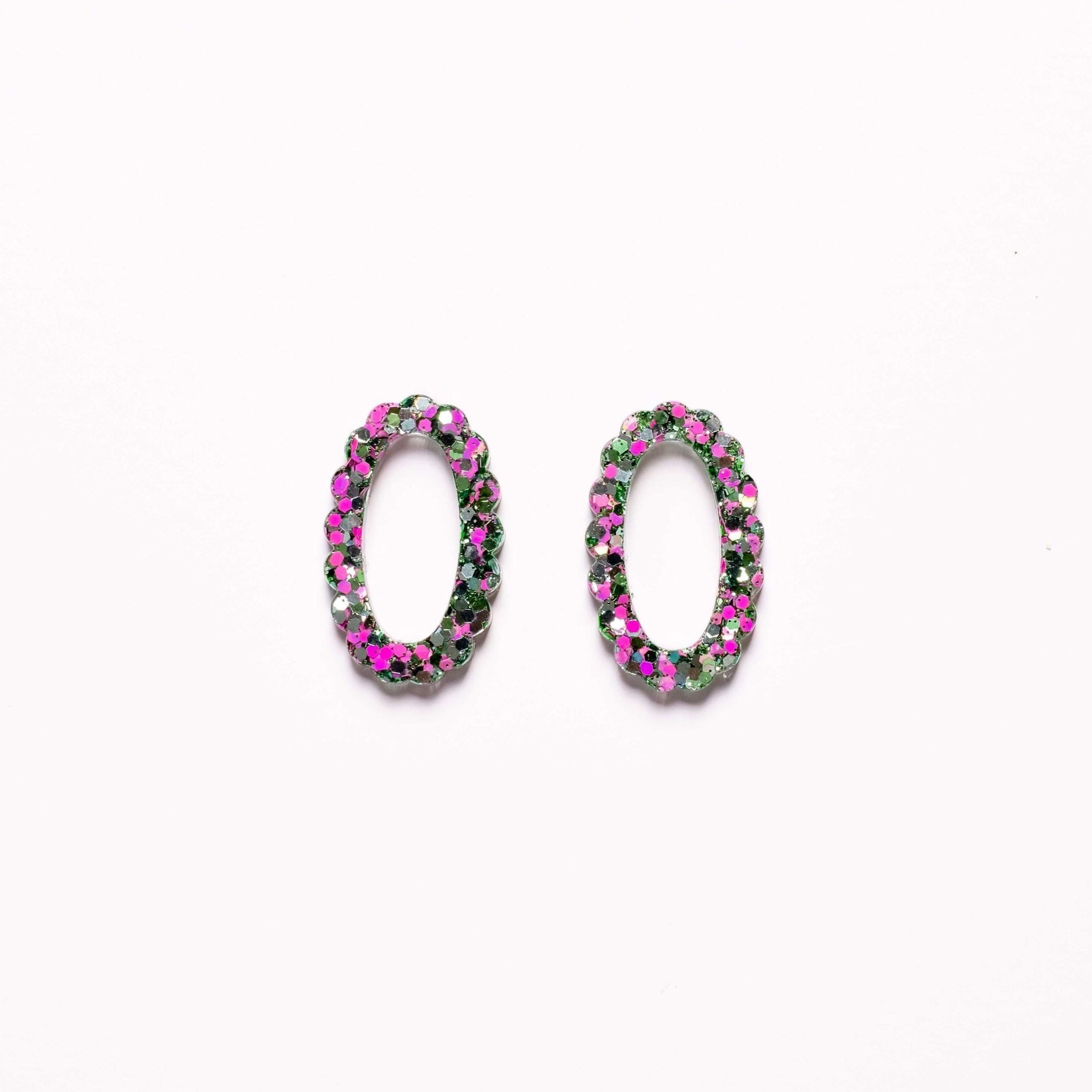Créoles Ovale Mix Vert Rose