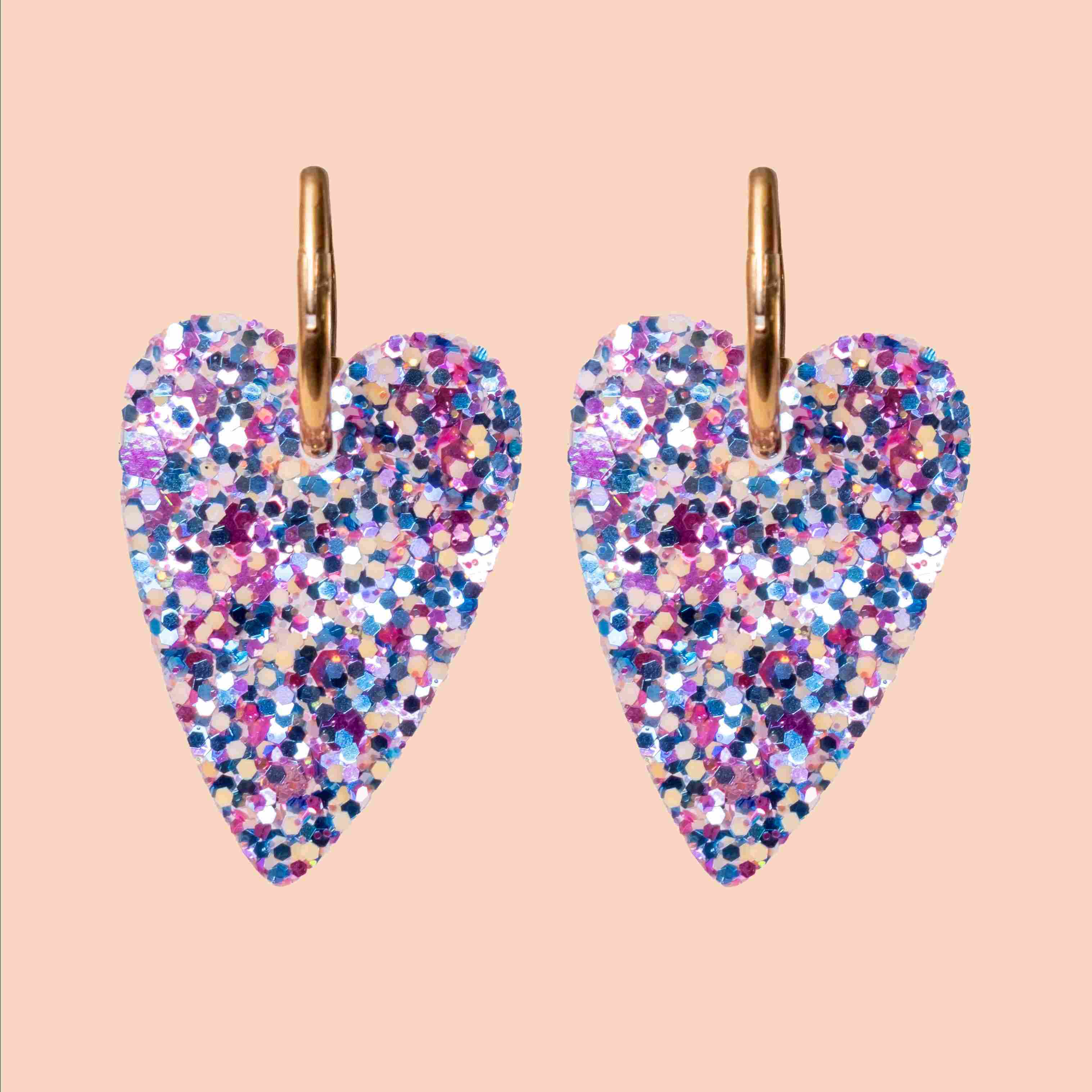 Boucles d'oreilles Cœur Orange Bleu Parme