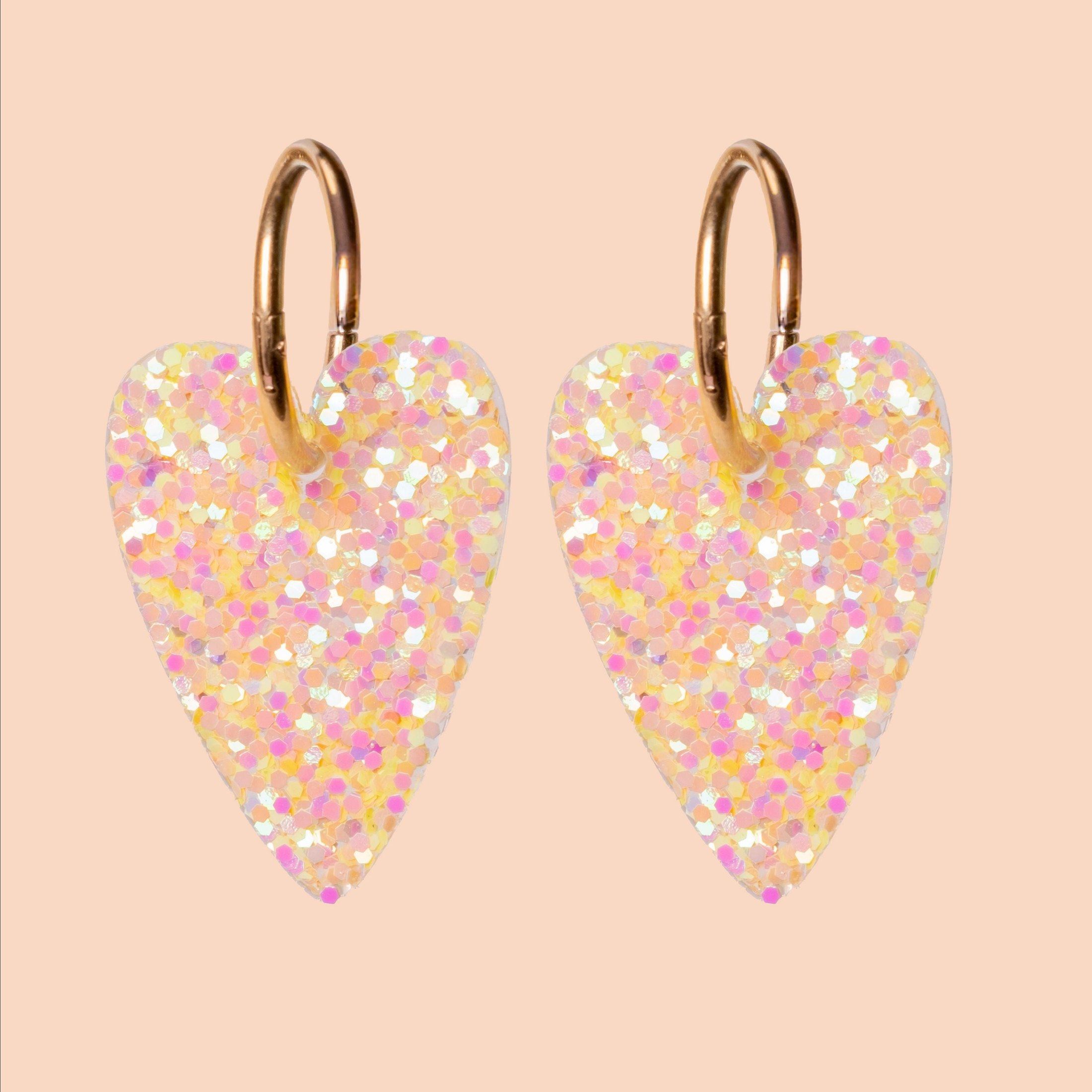 Boucles d'oreilles Cœur Orange Jaune