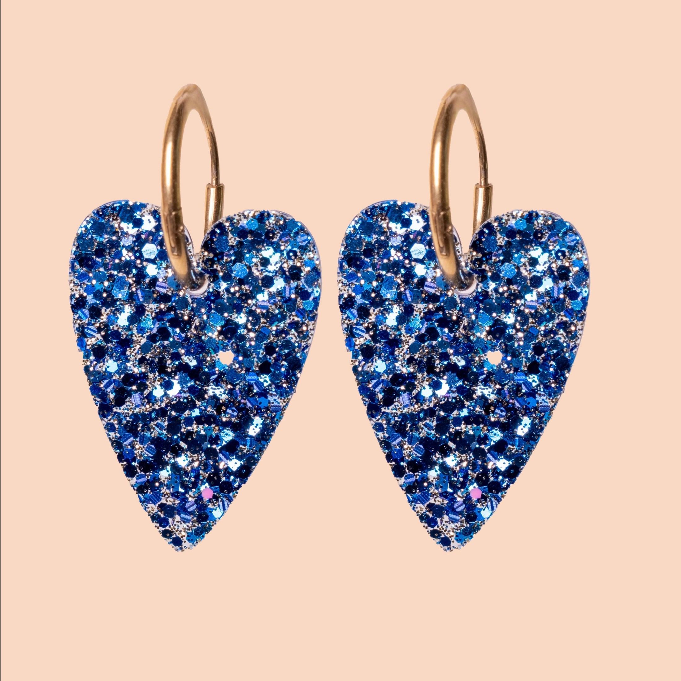 Boucles d'oreilles Cœur Mix Bleu