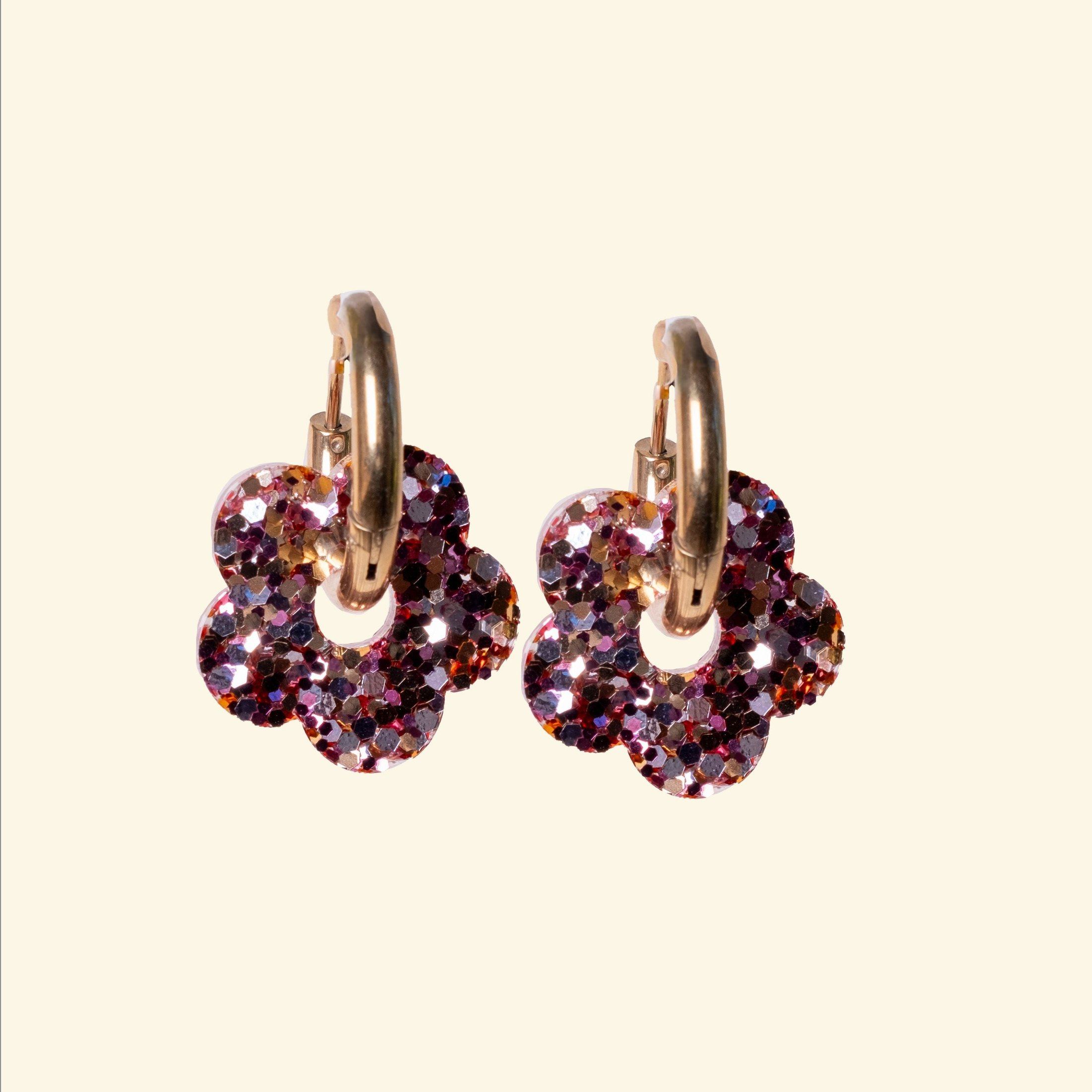 Classic Mixed Flower Hoop Earrings