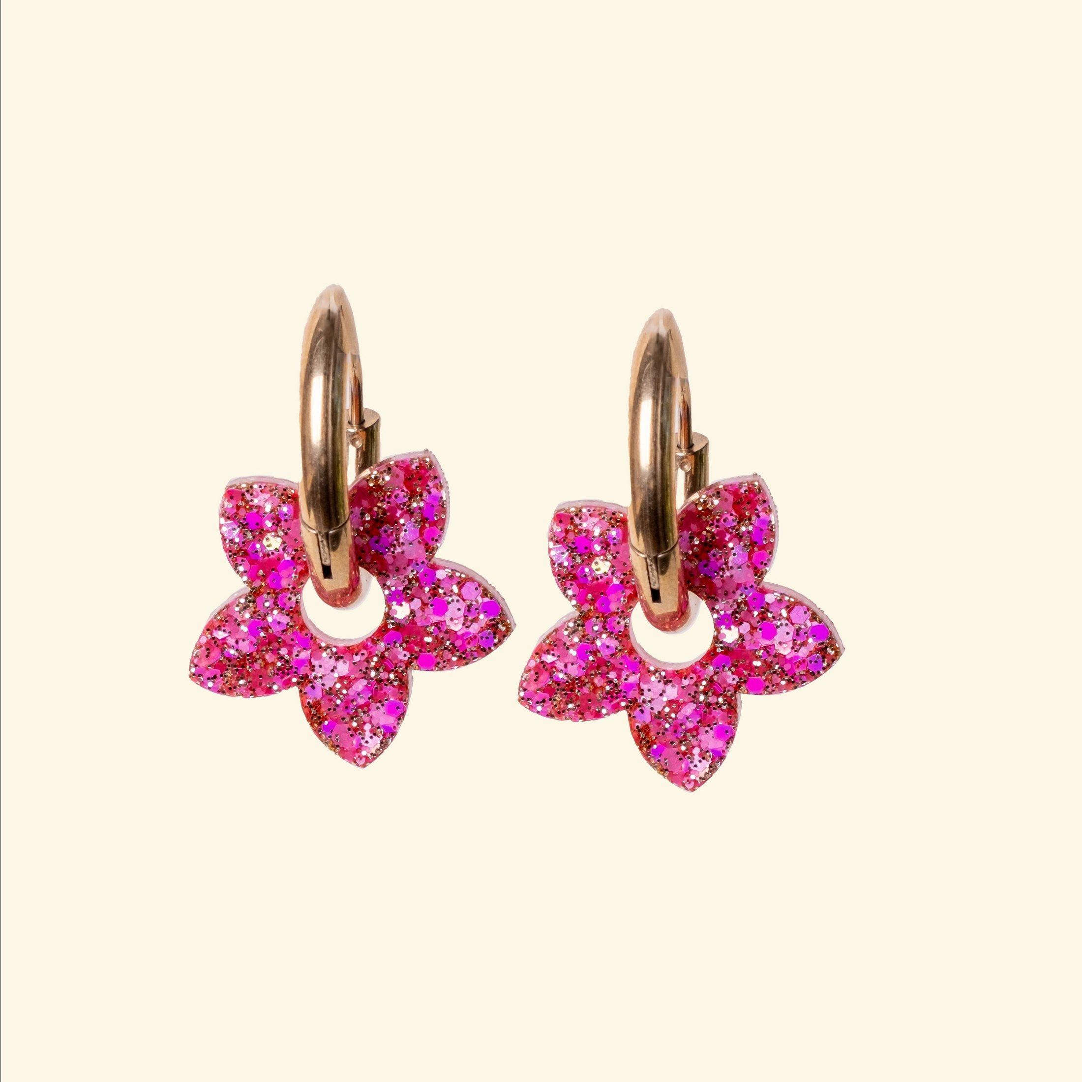 Creolen Tiaré Mix Rosarot Rubinrot