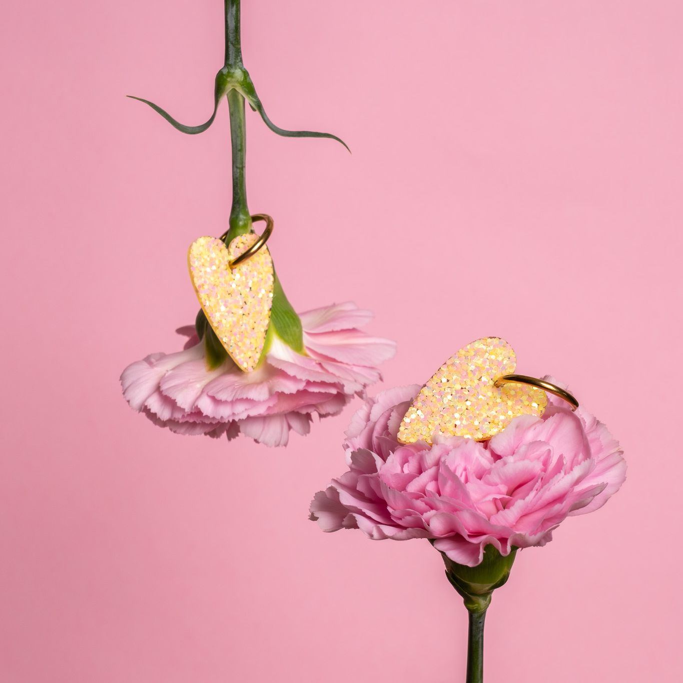 Boucles d'oreilles Cœur Orange Jaune