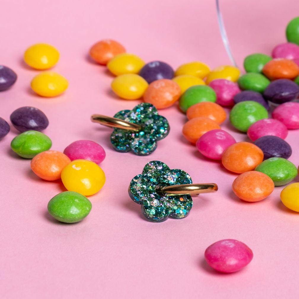 Mini orecchini a cerchio Fiore Mix Verde 2.0