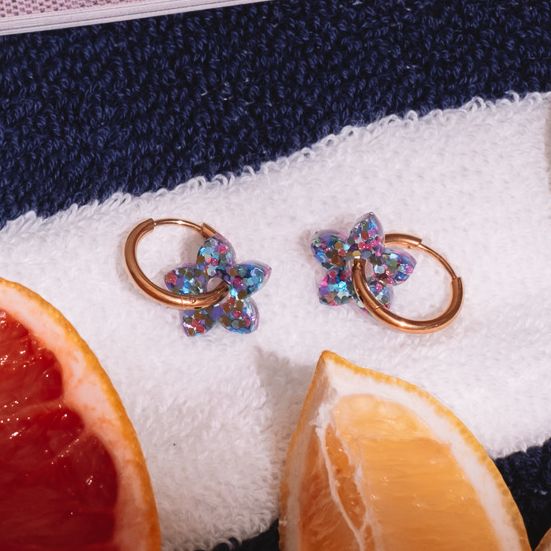 Mini Hoop Earrings Tiaré Mix Purple Blue