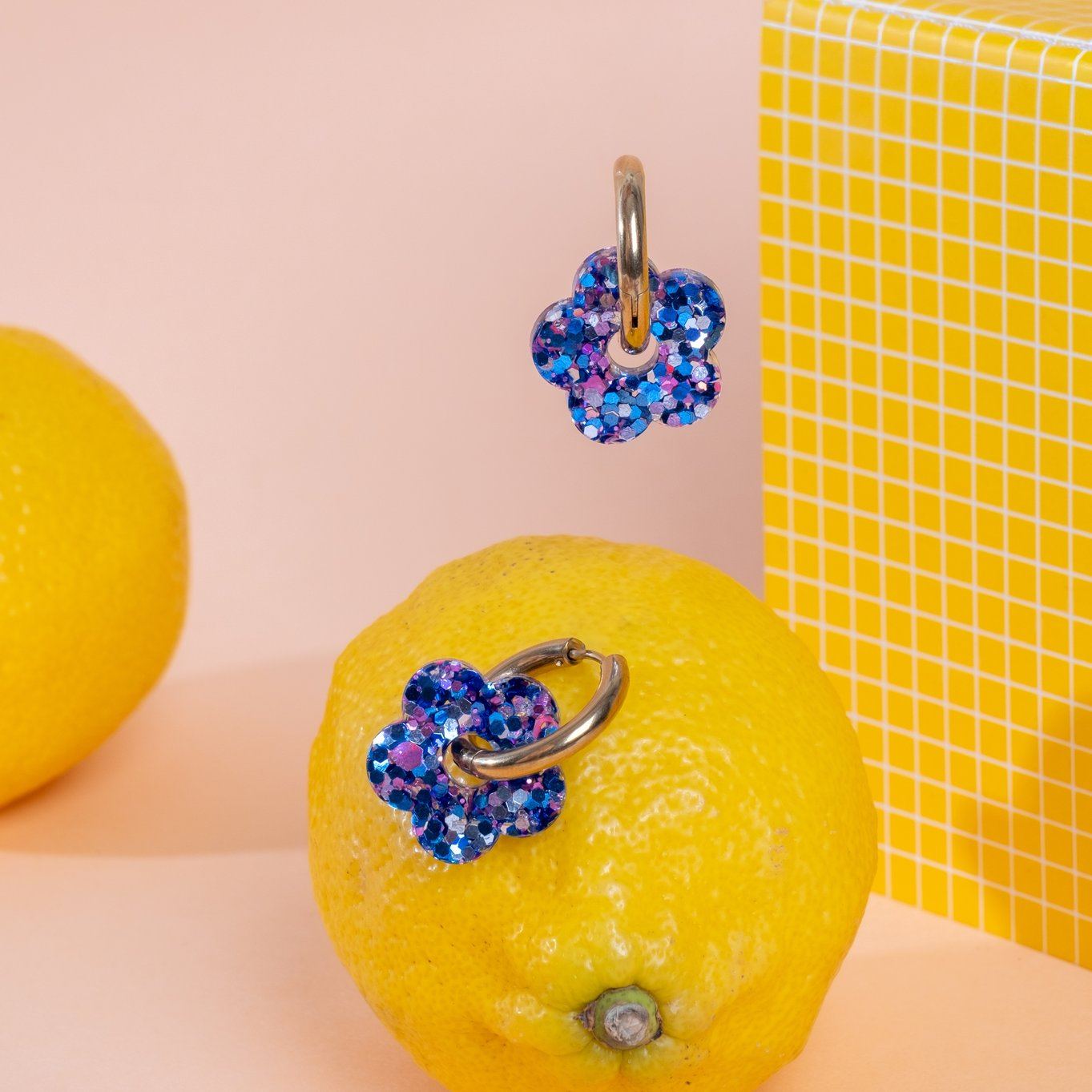 Créoles Fleur Mix Bleu Rose