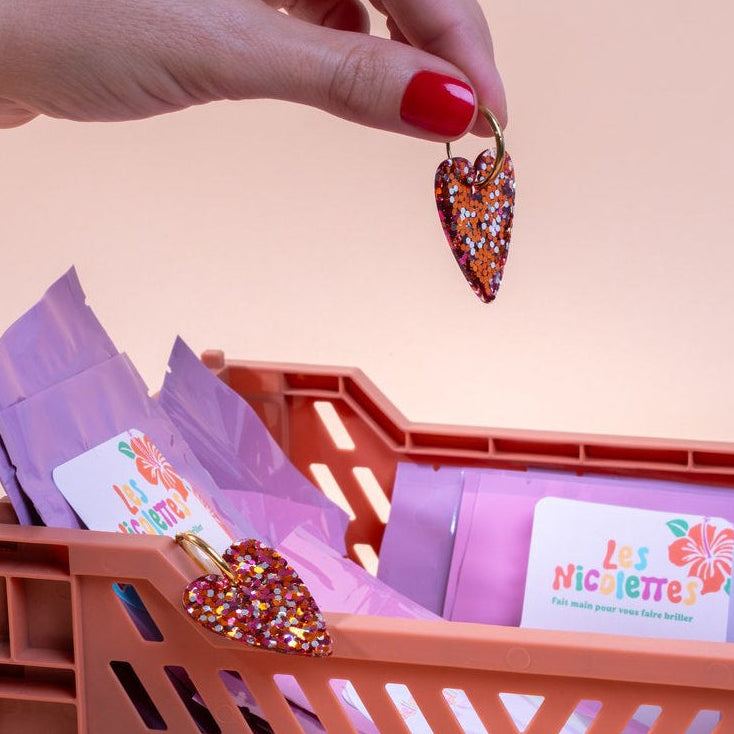 Boucles d'oreilles Cœur Mix Cuivre