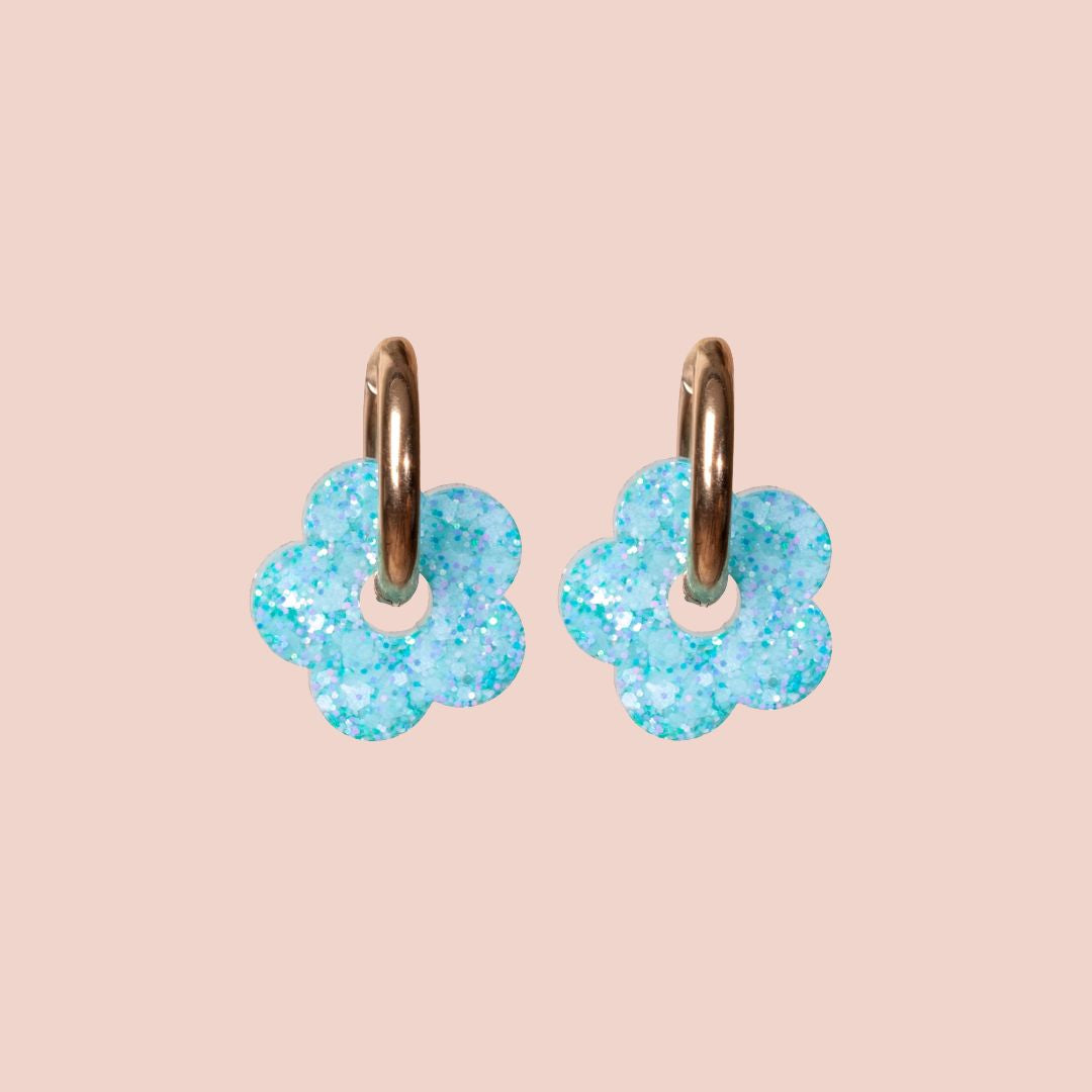 Créoles Fleur Sorbet Bleu
