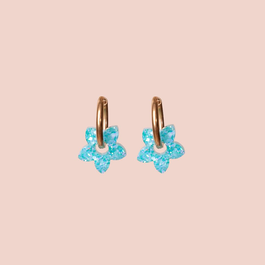 Créoles Mini Tiaré Sorbet Bleu