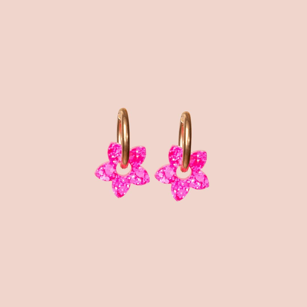 Créoles Mini Tiaré Sorbet Rose Fluo