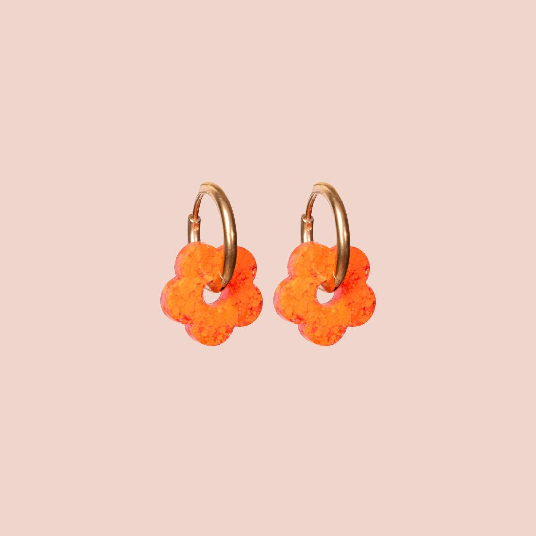Créoles Mini Fleur Sorbet Orange
