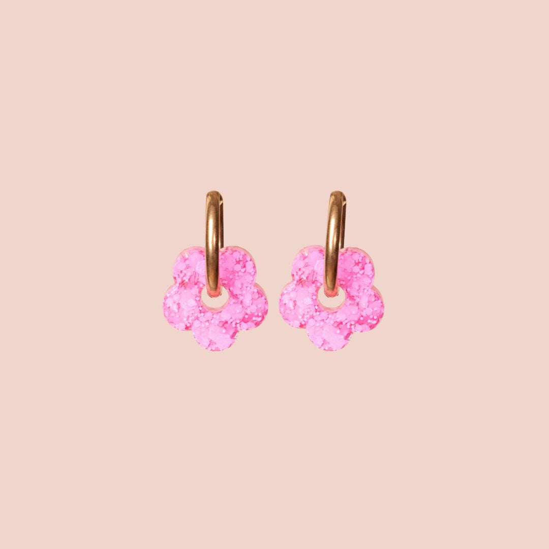 Orecchini a cerchio Mini Fiore Sorbetto Rosa