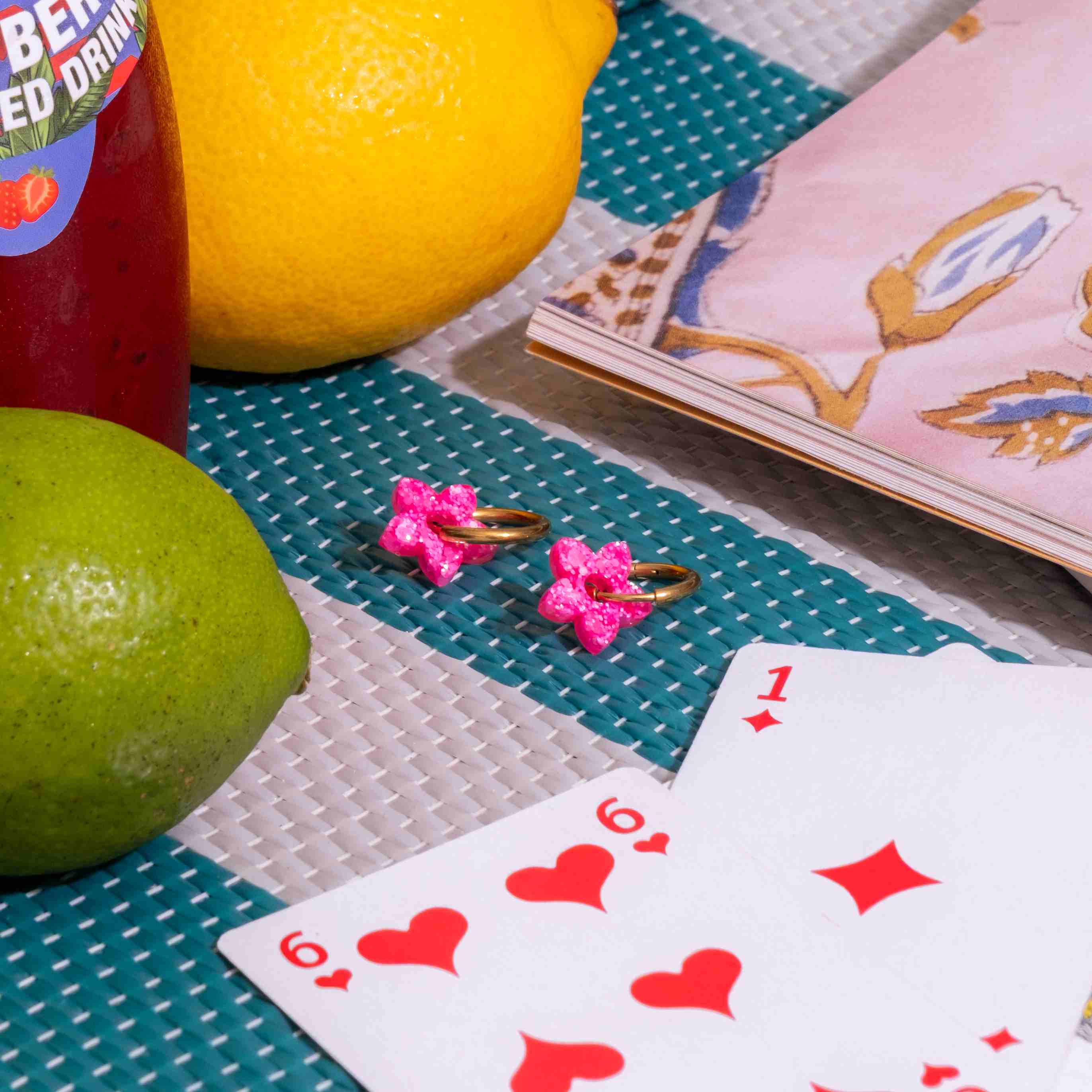 Créoles Mini Tiaré Sorbet Rose Fluo