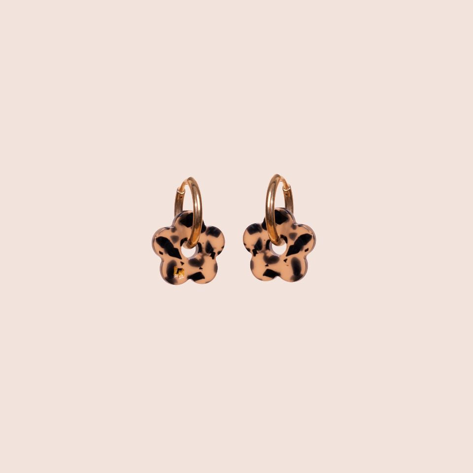 Mini Leopard Acetate Flower Hoops