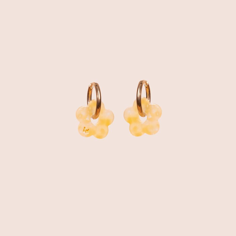 Créoles Mini Fleur Acétate Jaune