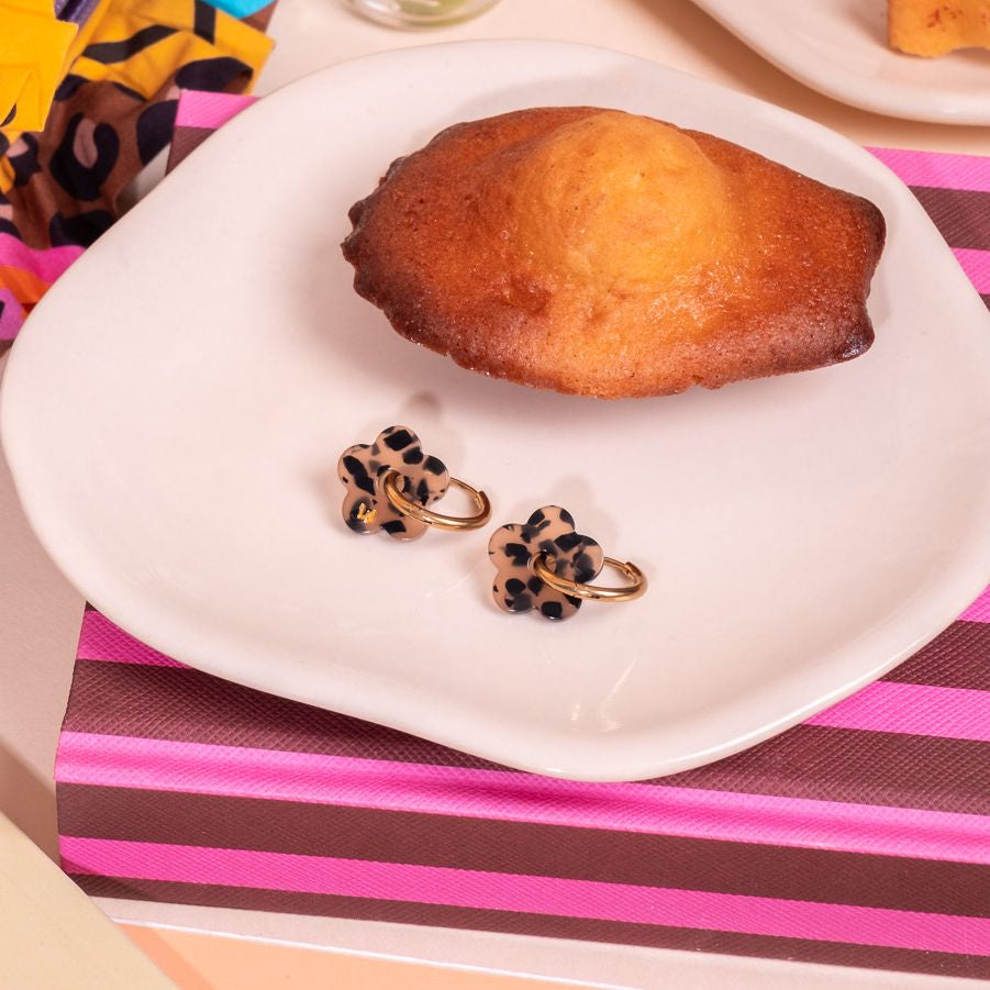 Mini Leopard Acetate Flower Hoops