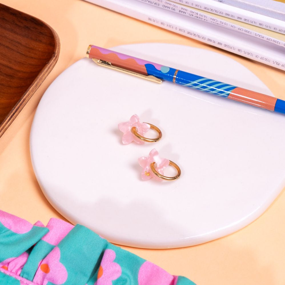 Créoles Mini Tiaré Acétate Rose Poudré