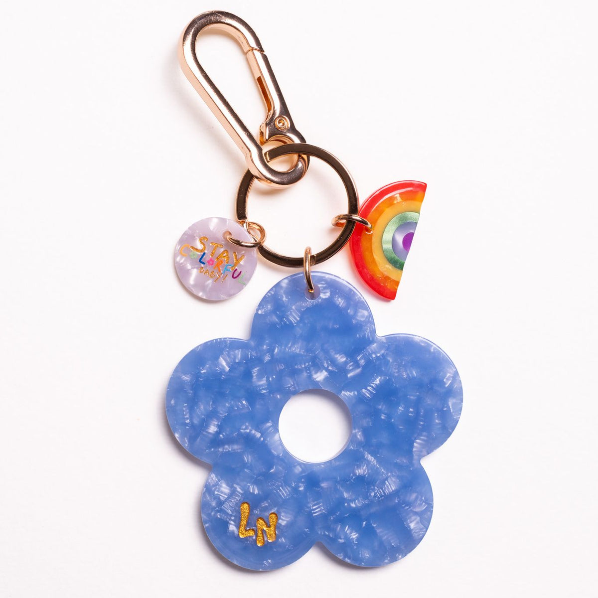 Portachiavi da borsa Fiore in acetato blu