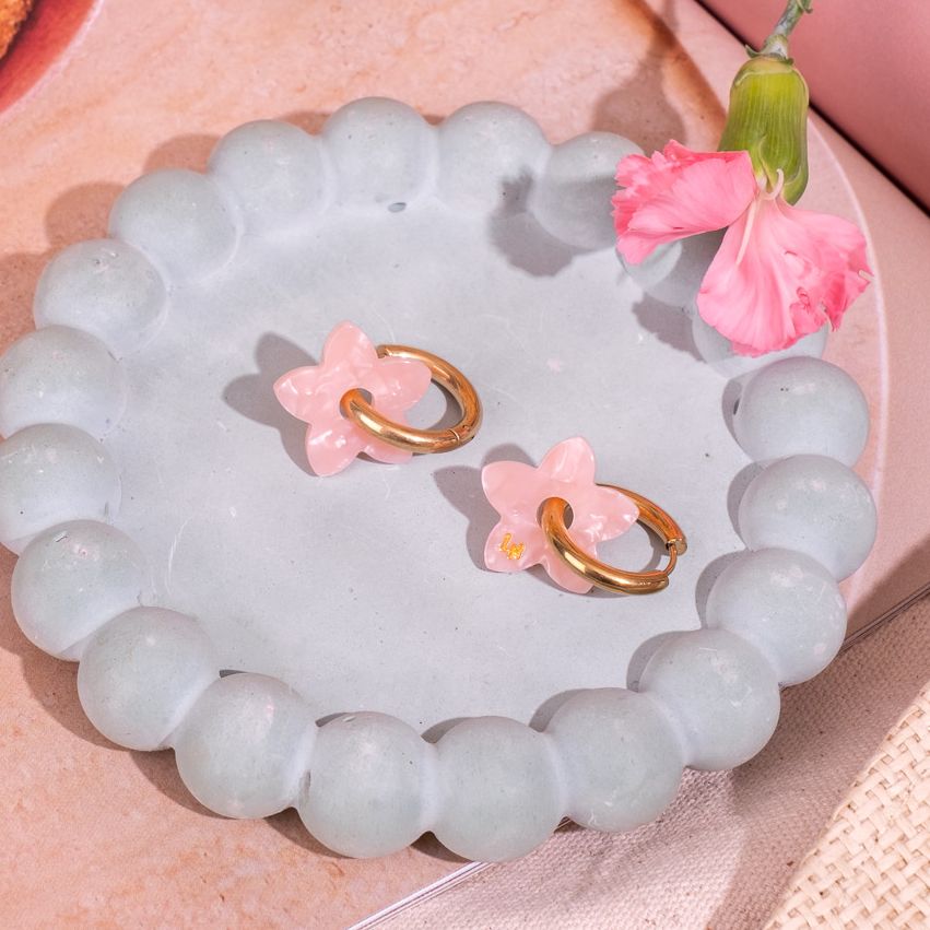 Créoles Tiaré Acétate Rose Poudré