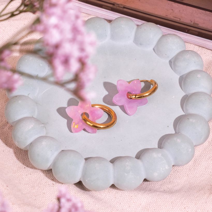 Créoles Tiaré Acétate Dégradé Rose Lilas