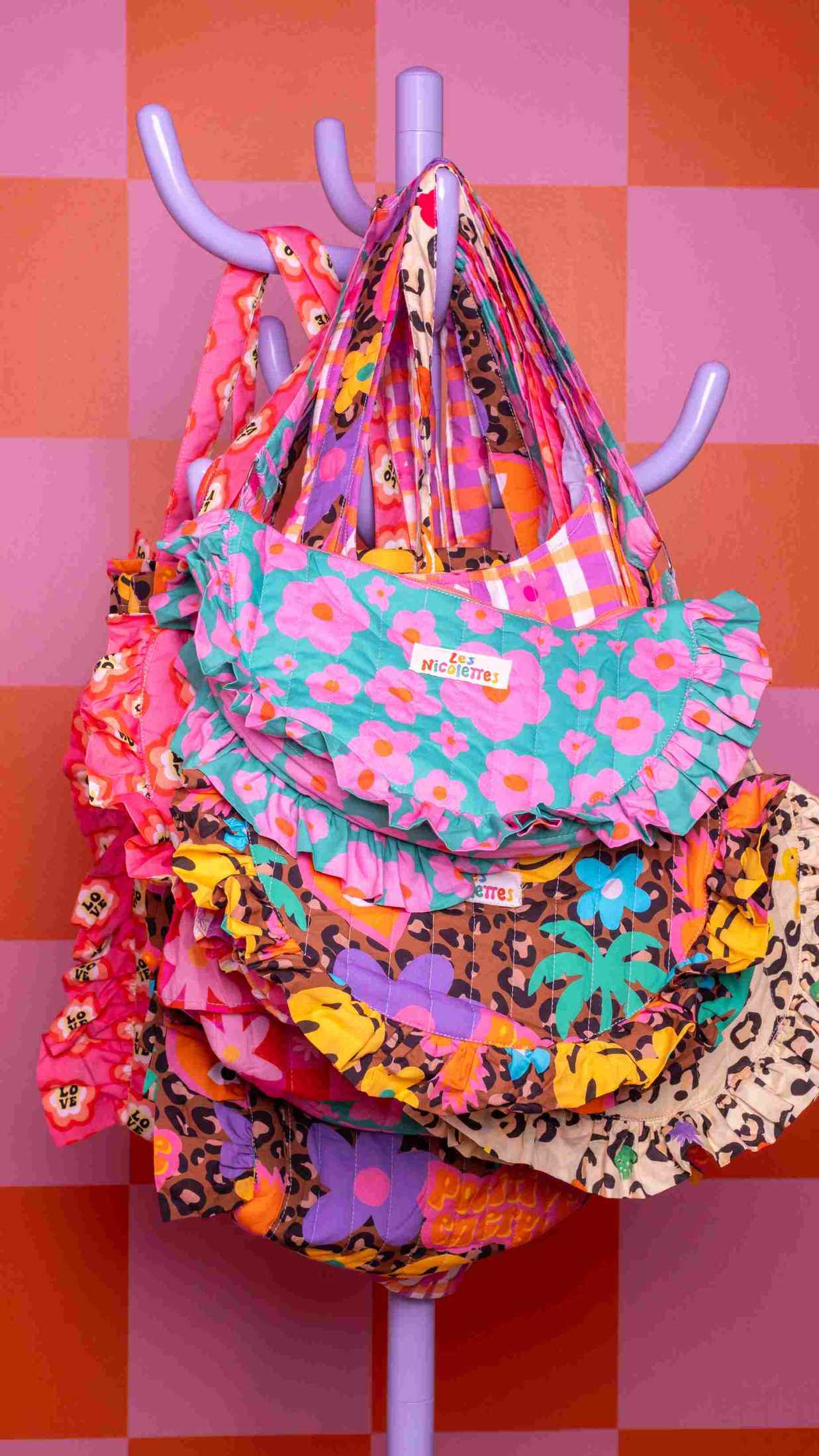 Sac Lune Fleurs Vert Rose