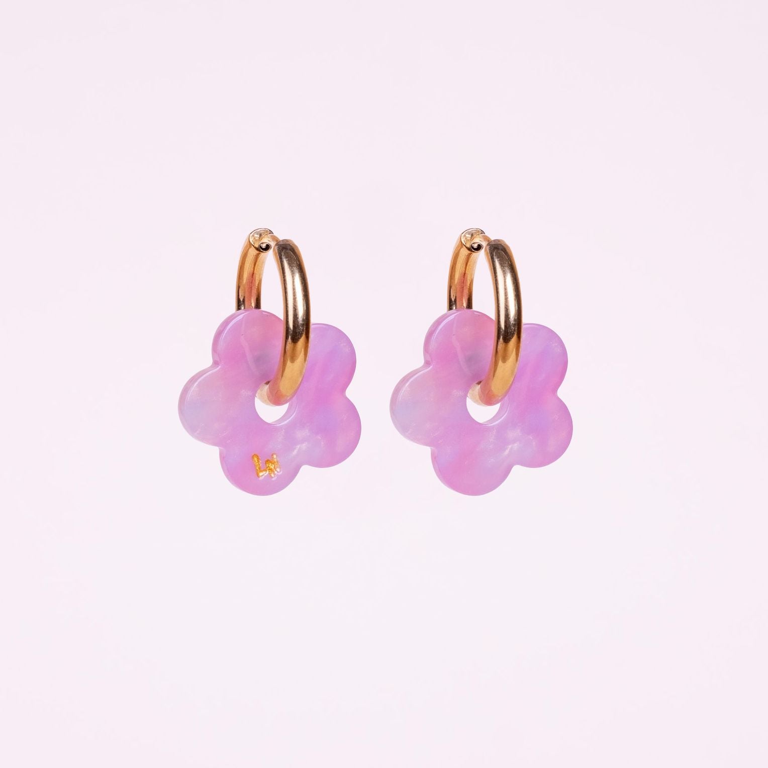 Créoles Fleur Acétate Dégradé Rose Lilas