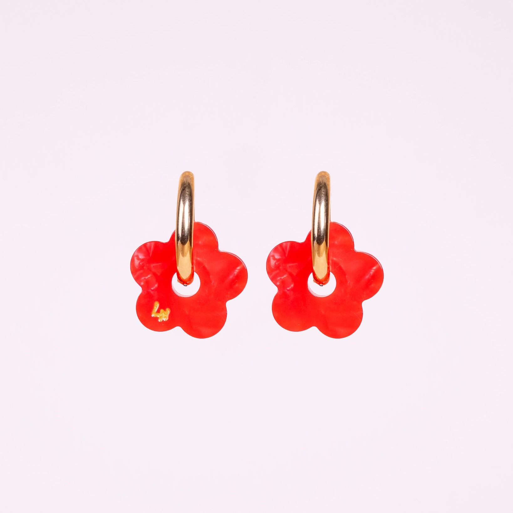 Créoles Fleur Acétate Rouge