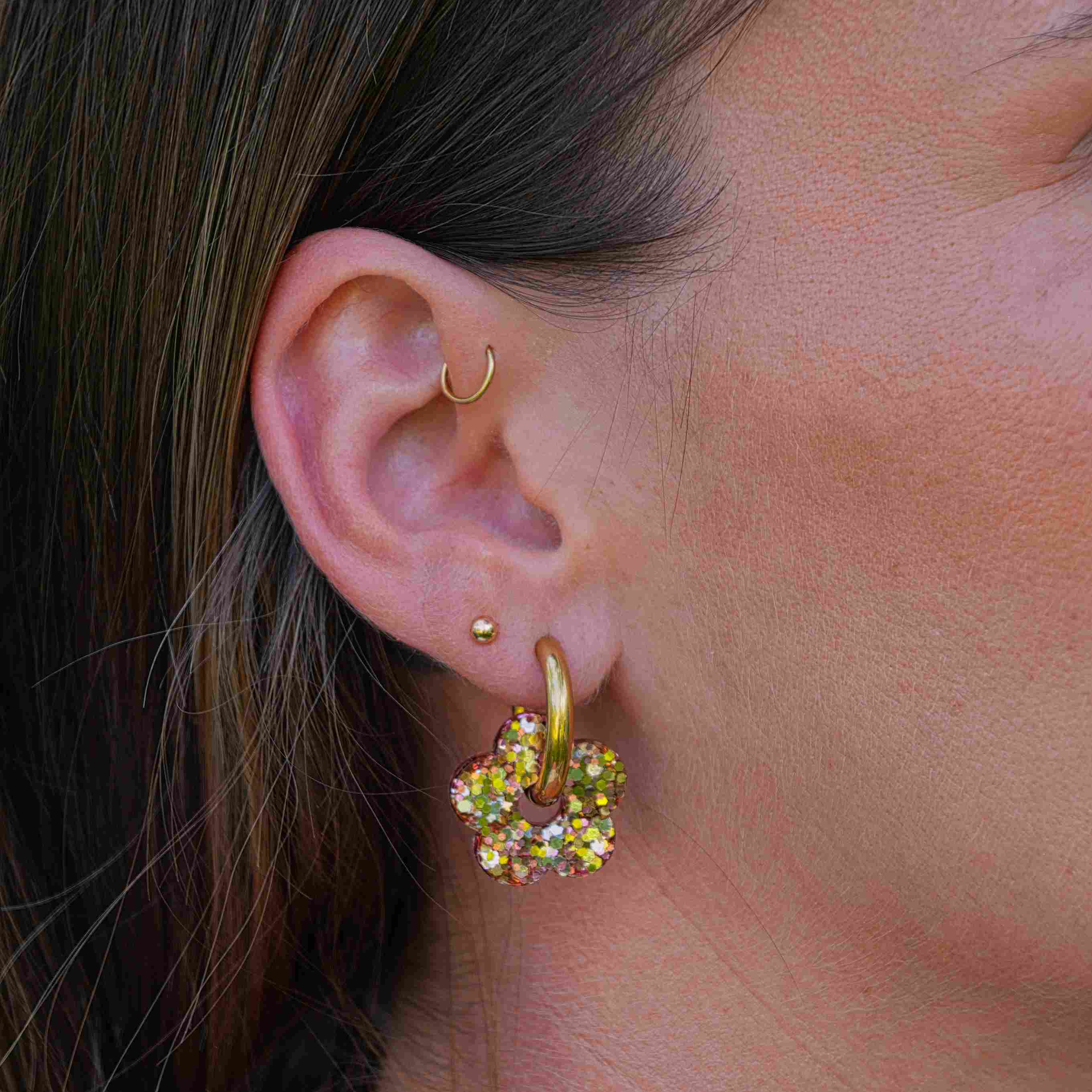 Classic Mixed Flower Hoop Earrings