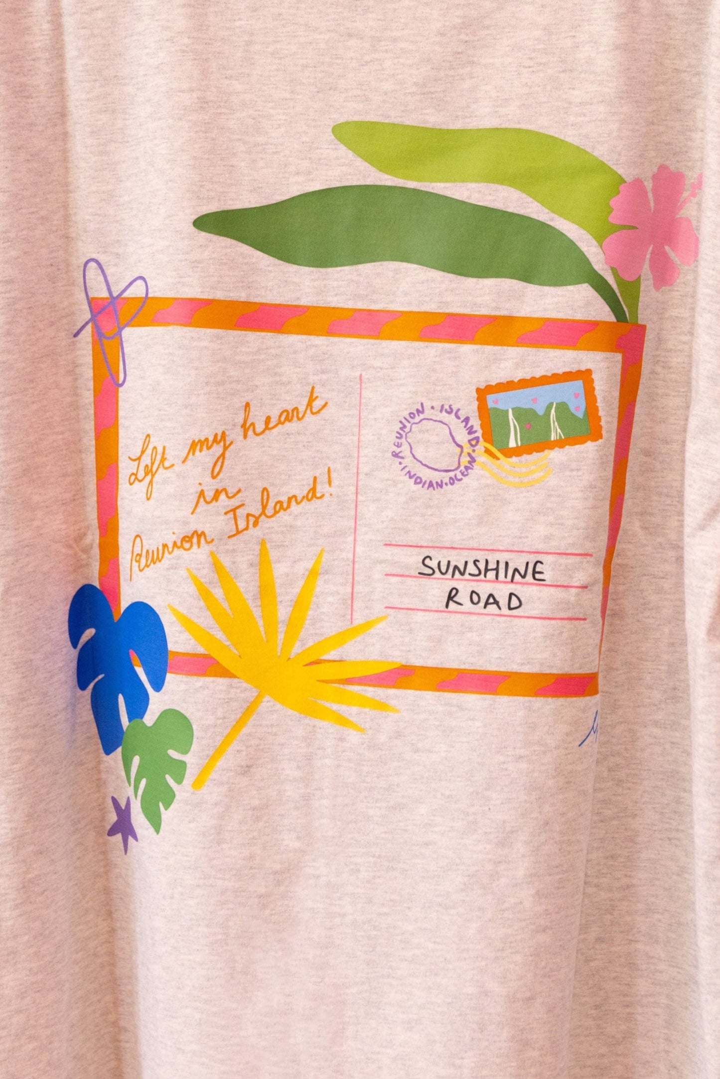 Tee-Shirt Gris chiné - Carte Postale Réunion