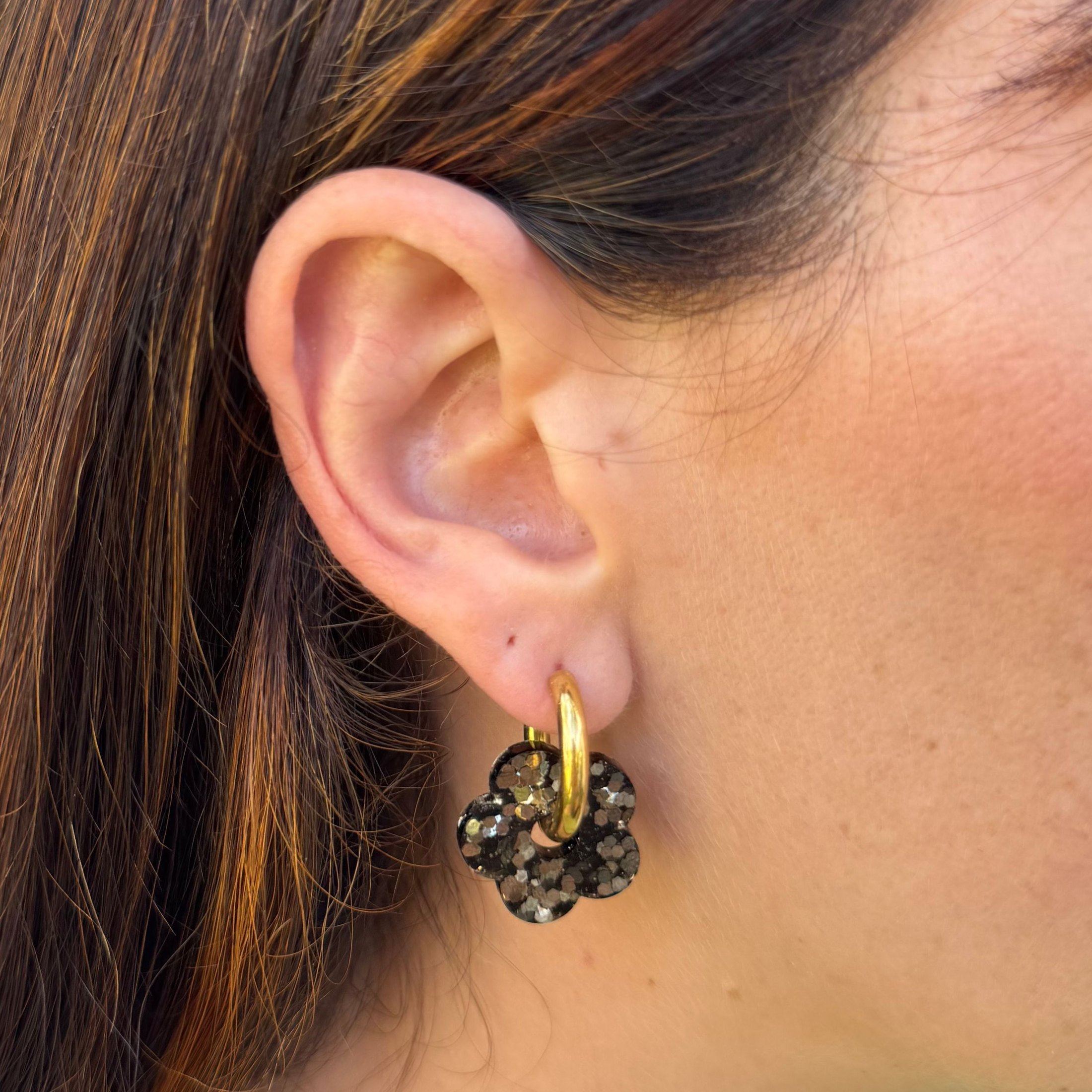 Créoles Fleur Dark Green