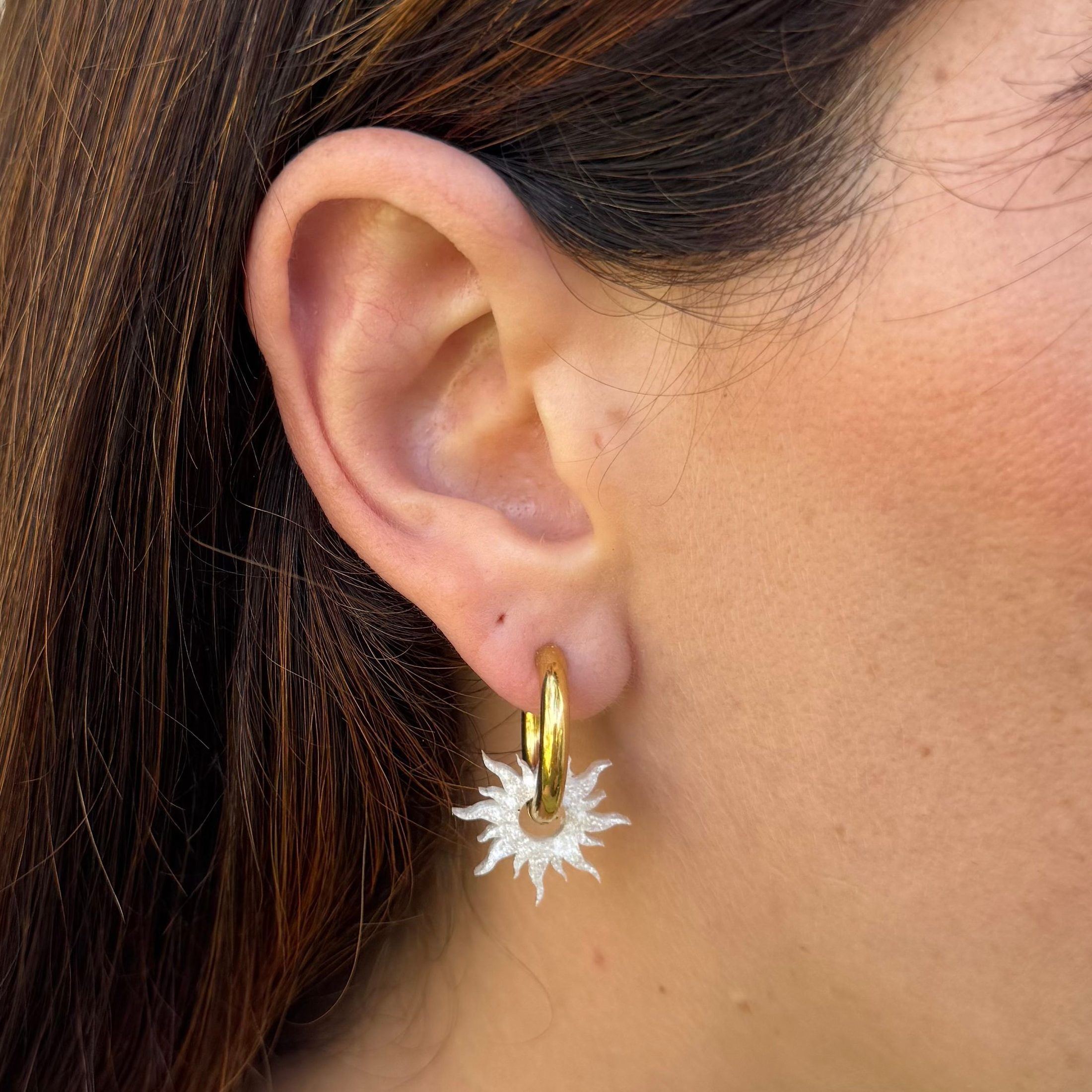 Pendientes de aro Soleil Marfil